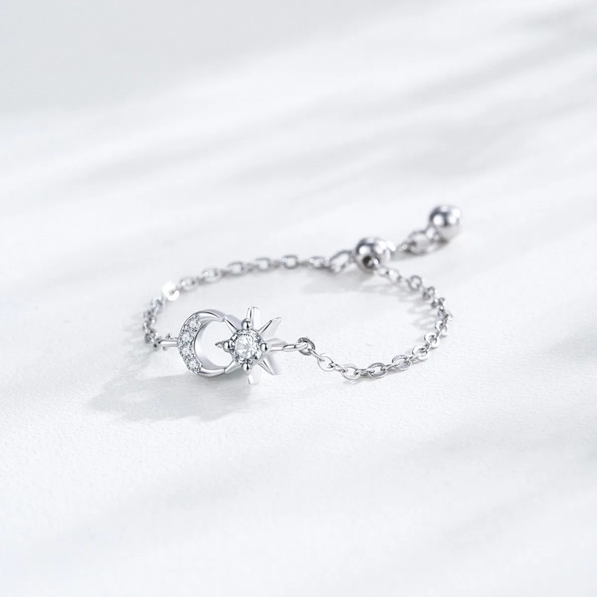 Anillo de oro para mujer, diamante cultivado en laboratorio, oro blanco, anillo de boda ajustable para mujer