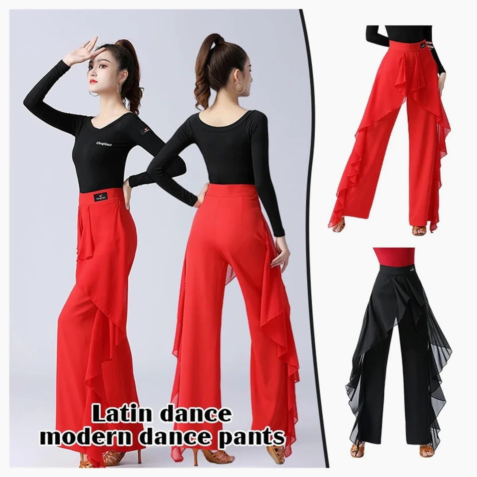 Pantalones de Baile Latino poliéster | Danza latina multicolor S-3XL: práctica de actuación