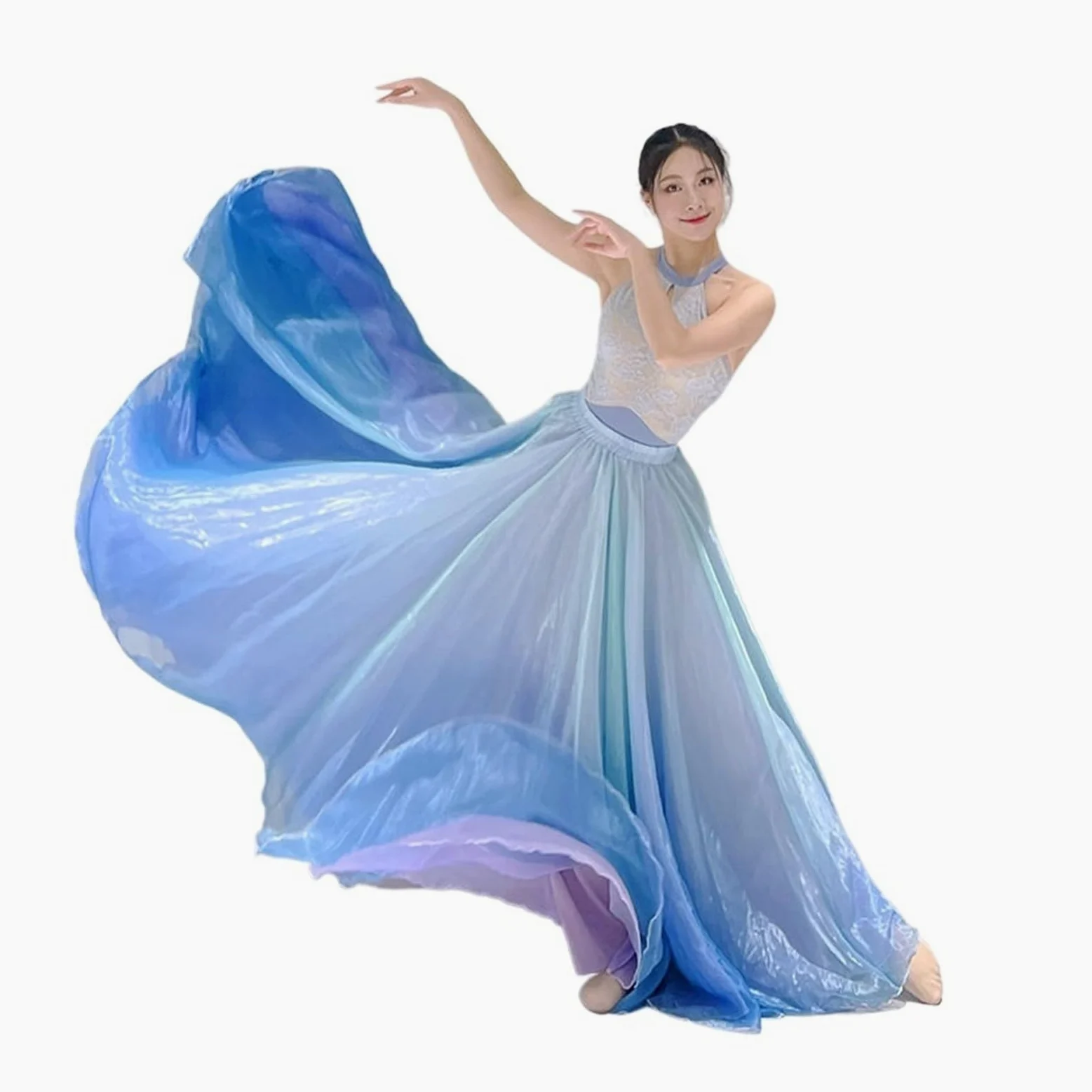 Faldas de Ballet for Mujer, Vestido Gasa, Falda Tul, práctica Danza del Vientre 360 ​​Grados (Solo Media Falda)(M 46kg to 52.5kg)
