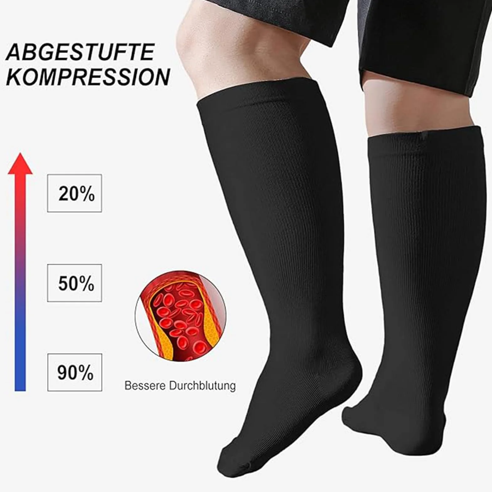 Calcetines de compresión para mujer y hombre 2 pares deportivos para correr