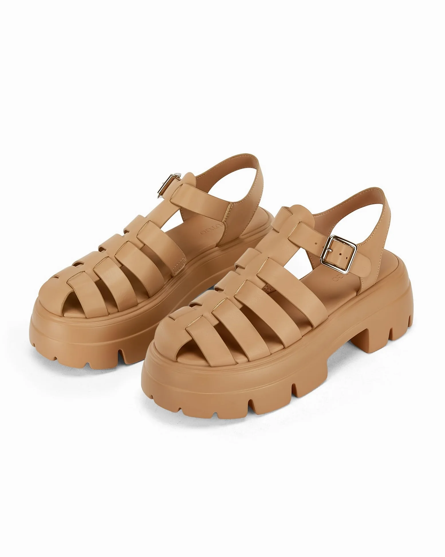 Coutgo Sandalias de tacón grueso con plataforma para mujer, estilo gladiador, correa de tobillo, suela de lengüeta, verano, pescador, Y2K