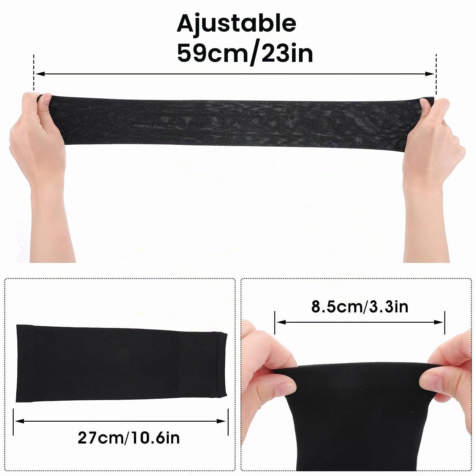 Telooco 2 Pares Mangas Niños Mangas de Protección Solar Protectores de Brazos Negro Blanco Seda de Hielo Comprimida Anti-UV Anticortes para Niños y Niñas