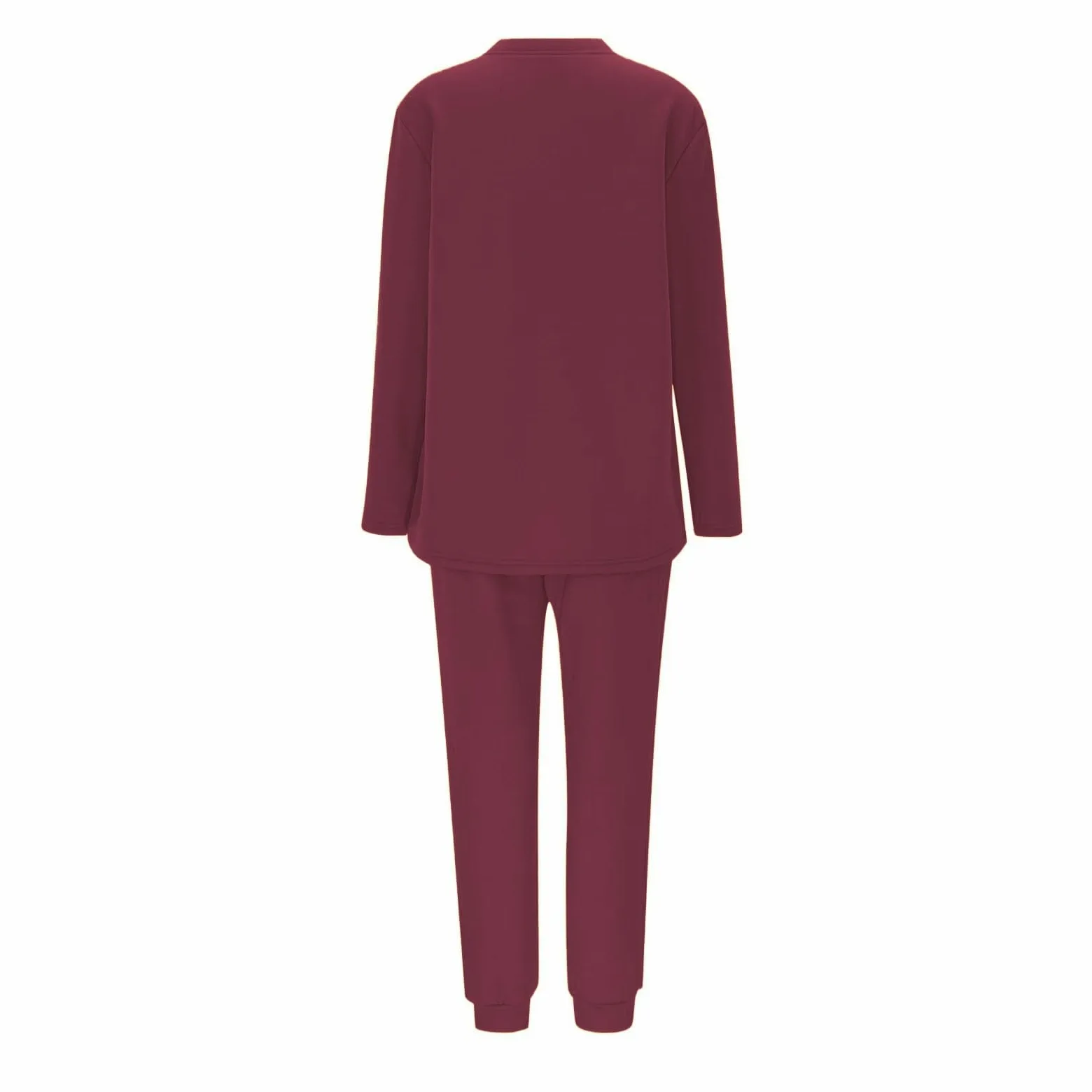 Conjunto de Pijama de Sudadera y Pantalones con Forro para Mujer para Calidez Invernal con Traje de Felpa Tops cómodos y Holgados Ropa de Estar por casa cálida de Invierno para Mujer