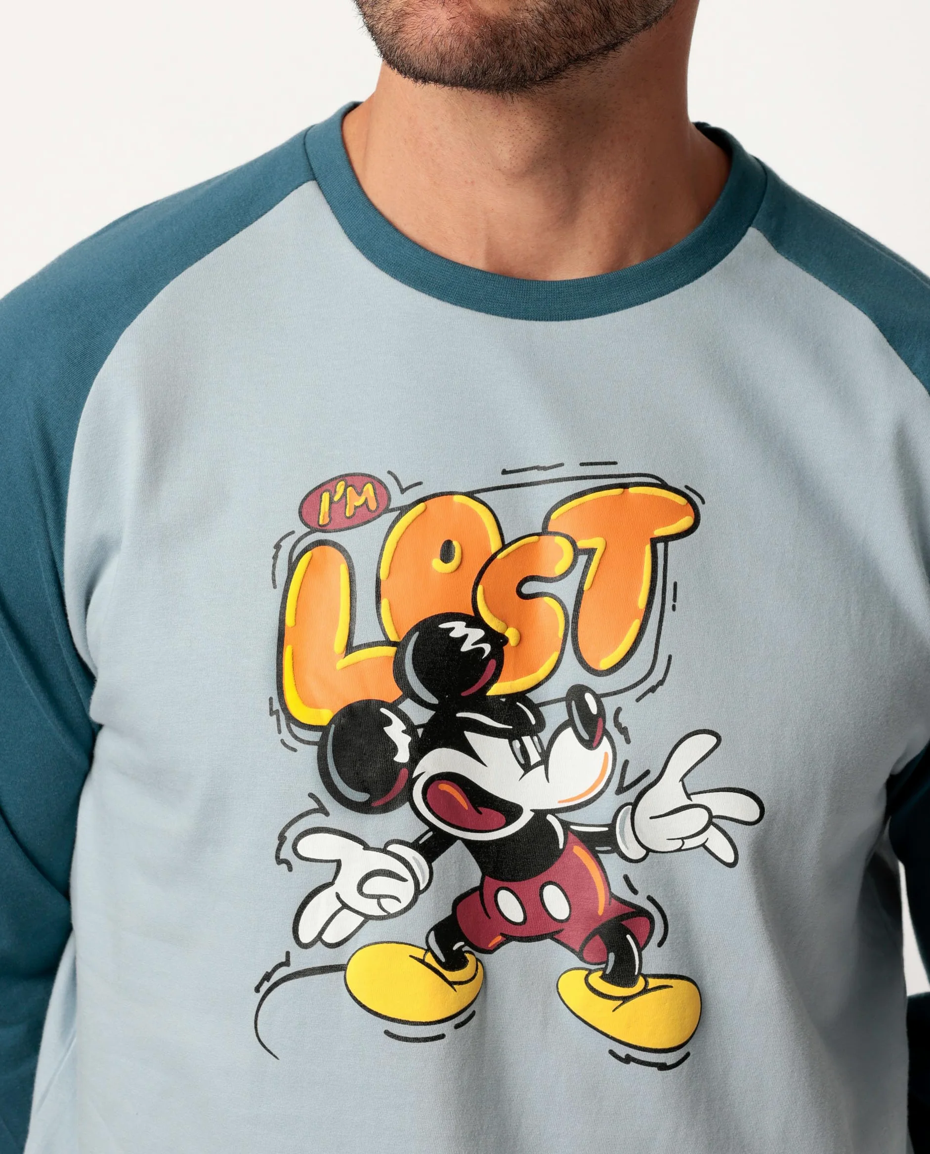 Disney Pijama Manga Larga Lost Mickey para Hombre