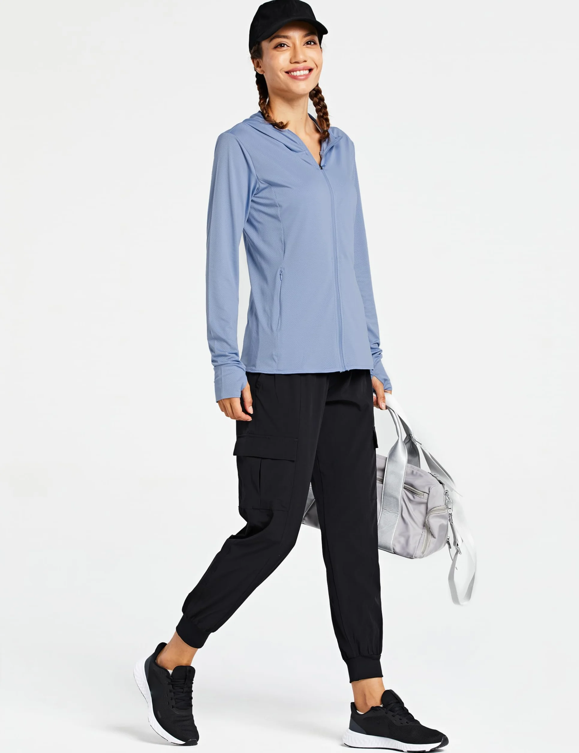Libin Mujer Chaqueta Deportiva UPF 50 Protección Solar Cremallera Completa Manga Larga