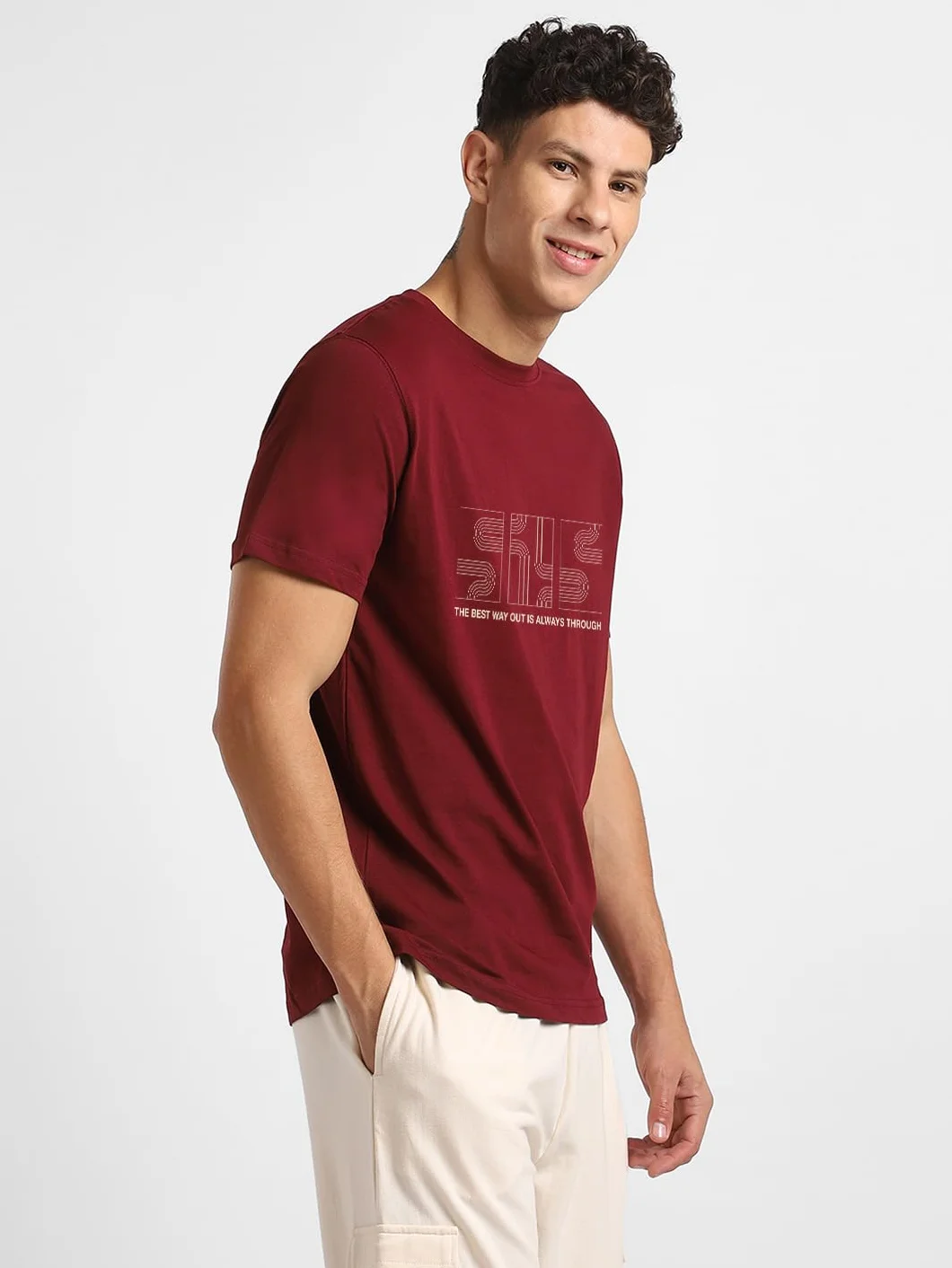 NOBERO Camiseta de algodón para hombre, ajuste normal, estampado gráfico
