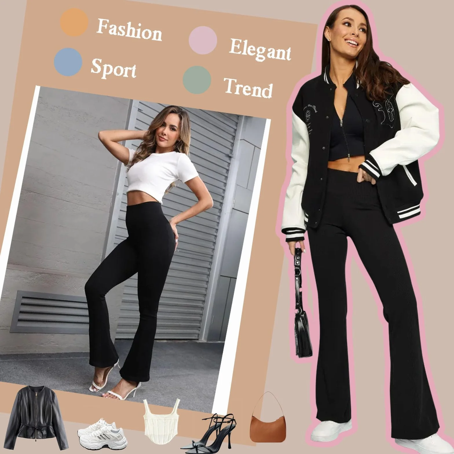 Pantalones de Yoga para Mujer Cintura Alta Pantalones Acampanados Bootcut Yoga Pants Casual Flared Leggings Deportivos Push Up Pantalones de Jazz Trabajo Fitness Entrenamient