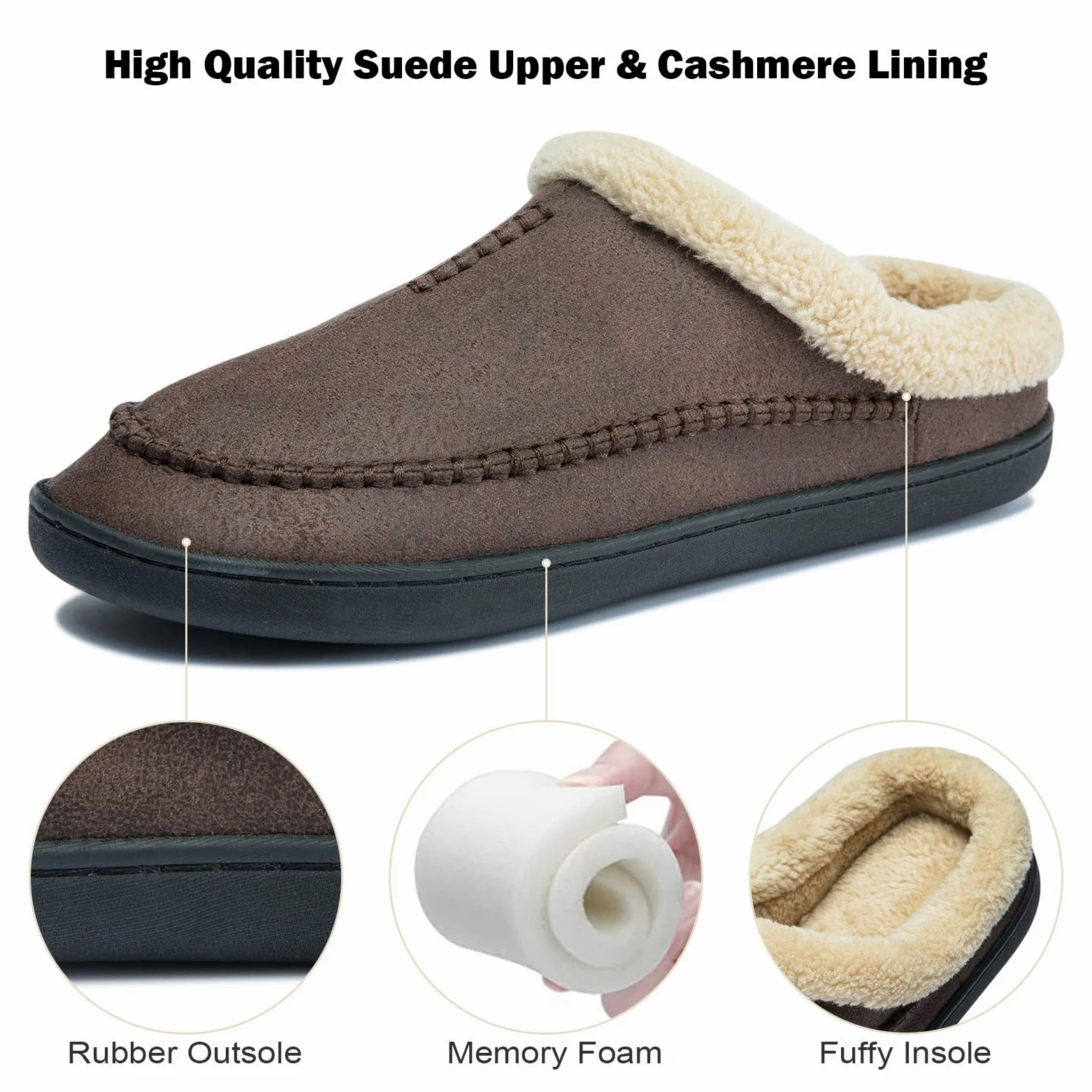 Miqieer Zapatillas de Estar por Casa Hombre Cálido Felpa Pantuflas de Memory Foam Cómodo y Antideslizante para Interior Exterior Talla 39-50 EU