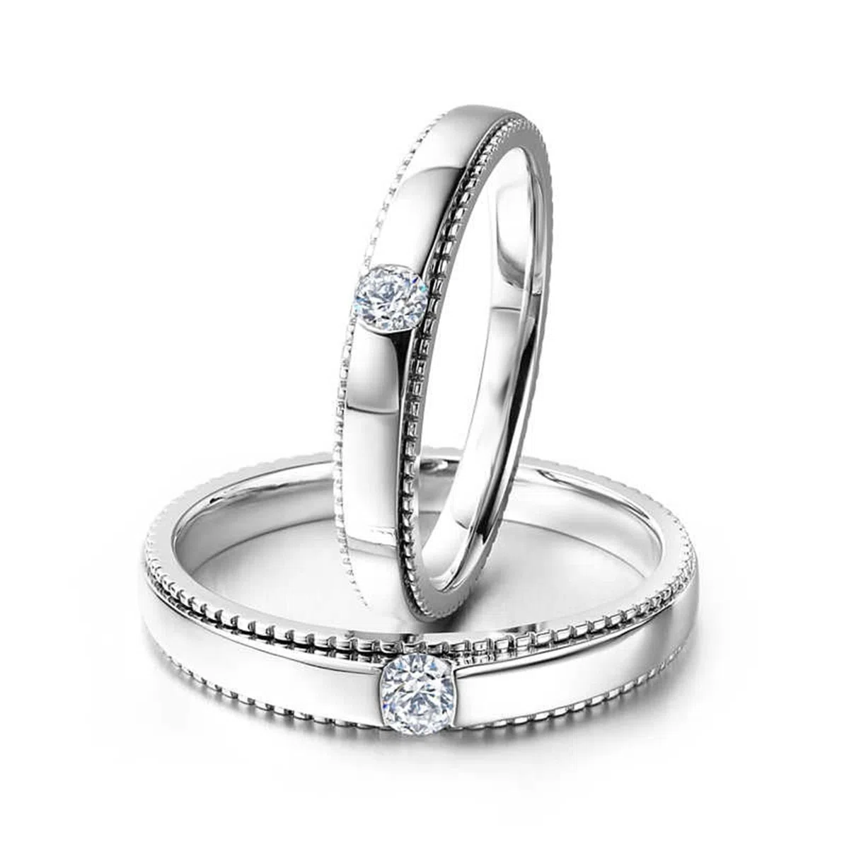 Anillo de compromiso para hombre de platino con diamante blanco de 0,13 quilates, de plata Pt950, talla 54 (17,2)