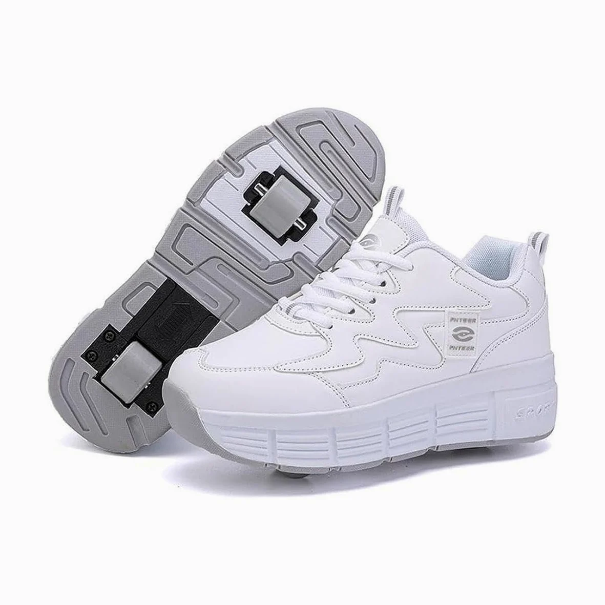 ObaBO Zapatos con Ruedas para niñas/niños, Patines con 2 Ruedas, Zapatos de Skate recreativo al Aire Libre, Ruedas Ligeras