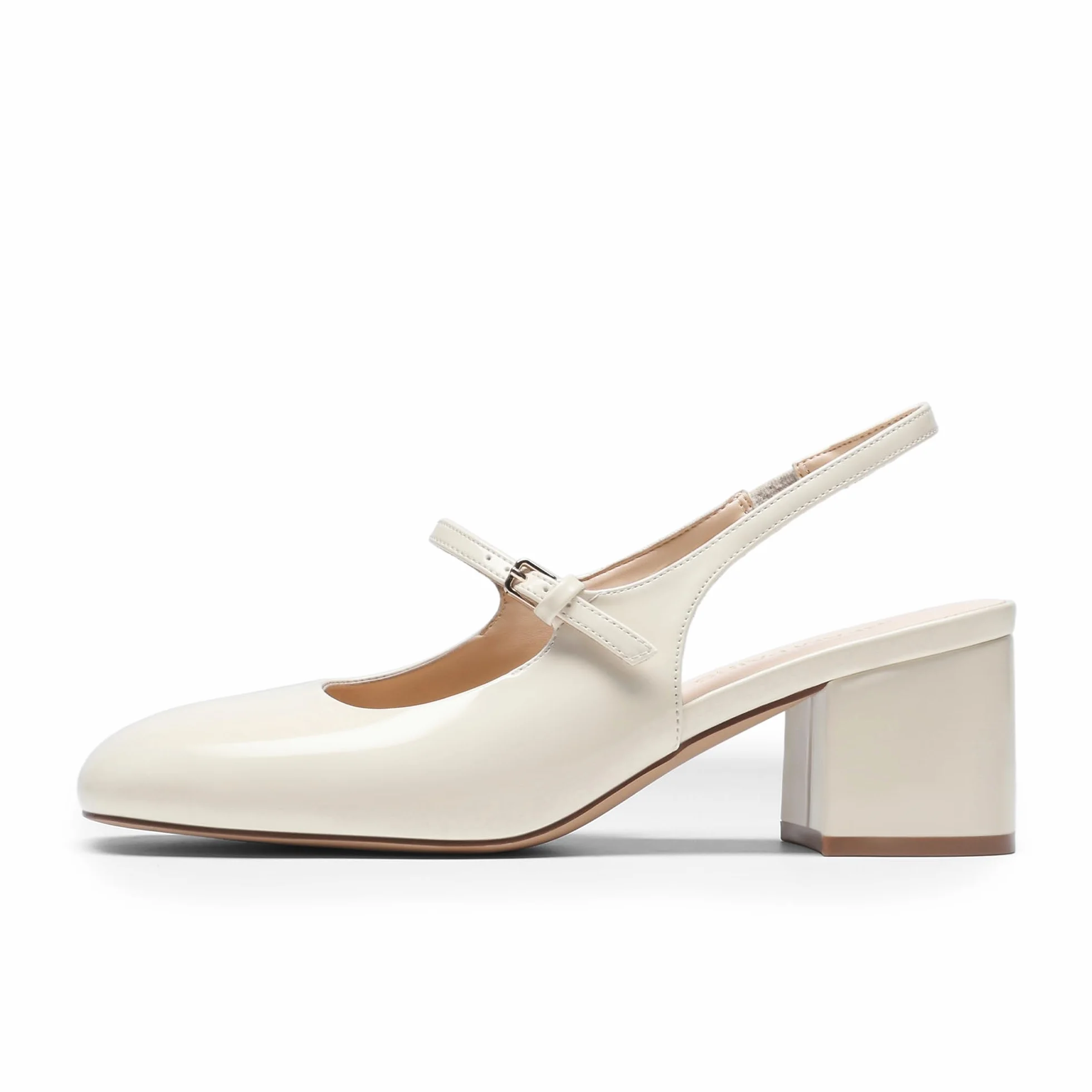 DREAM PAIRS Zapatos de Tacón Bajo Mary Jane para Mujer con Tira Trasera Punta Cuadrada