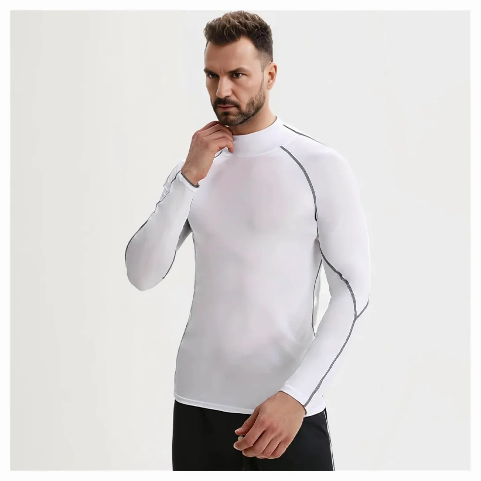 Camisa Funcional Camisetas de compresión for hombre, camisa de manga larga for correr, camisa de secado rápido, camisetas interiores de entrenamiento for culturismo y gimnasio(Black-blue,XXL)