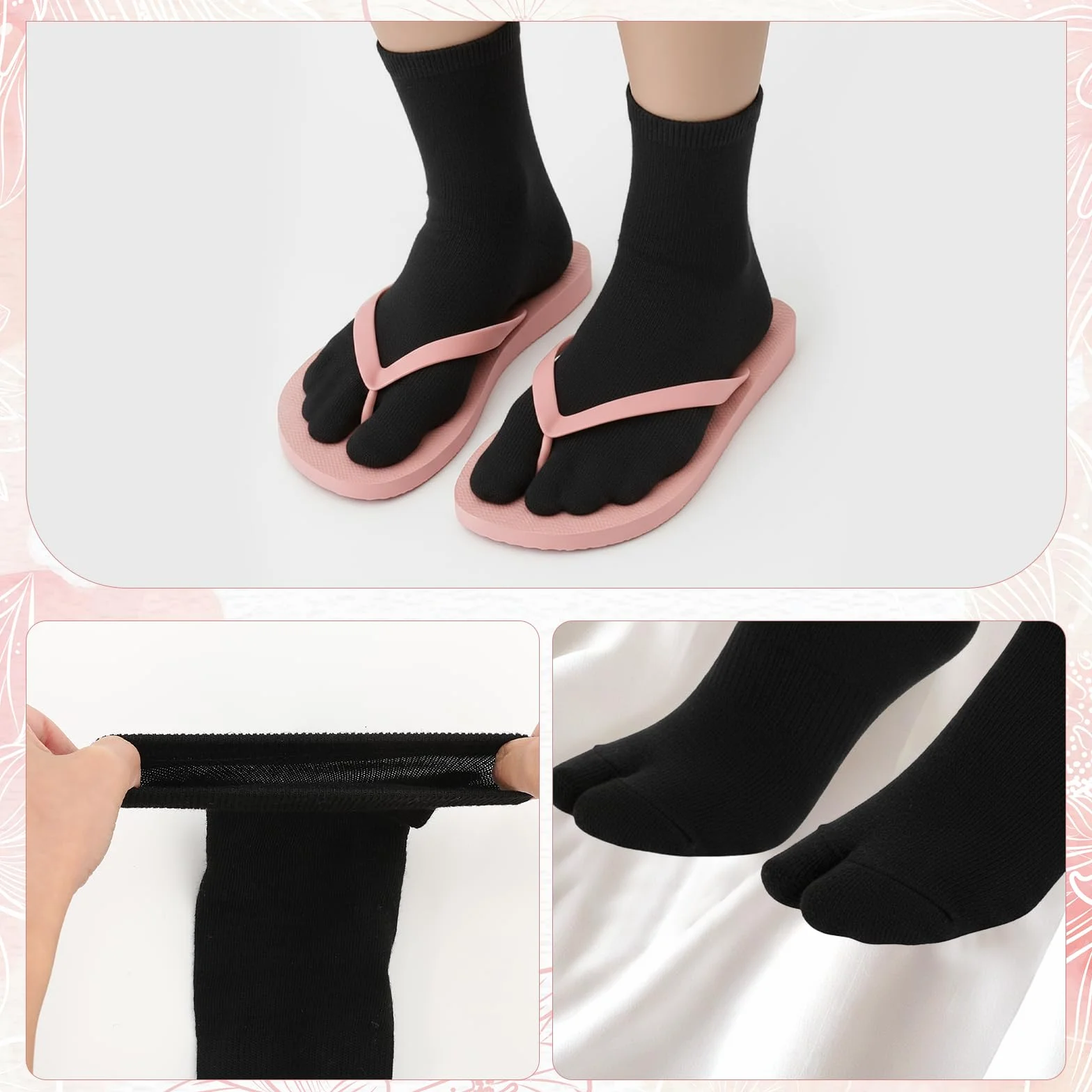 TIESOME 4 pares de calcetines japoneses Tabi para chanclas, calcetines elásticos de algodón con puntera dividida, calcetines separados para hombres y mujeres, Geta Samurai