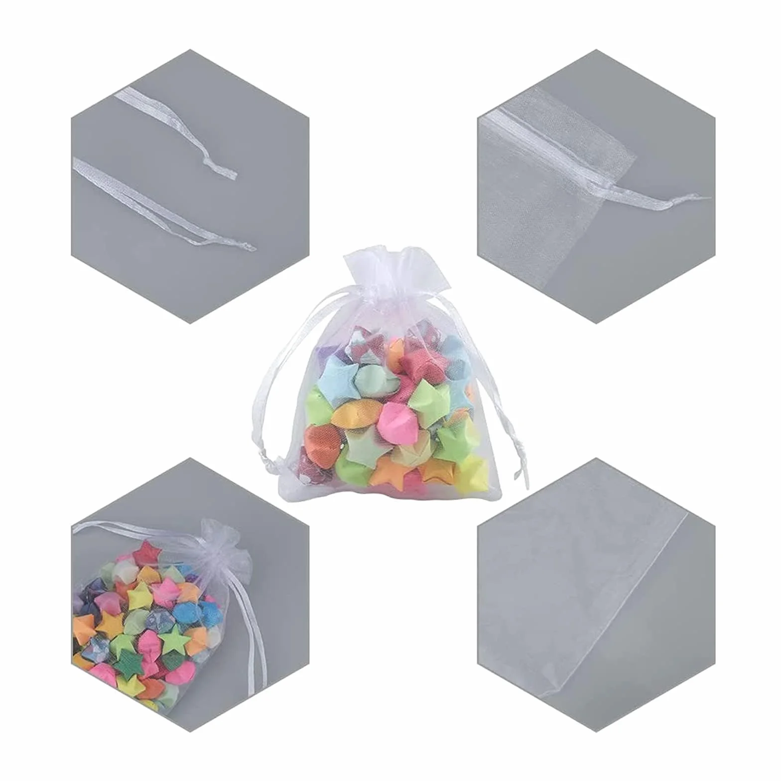 Carehabi 100 bolsas de regalo de organza color blanco 7 x 9 cm
