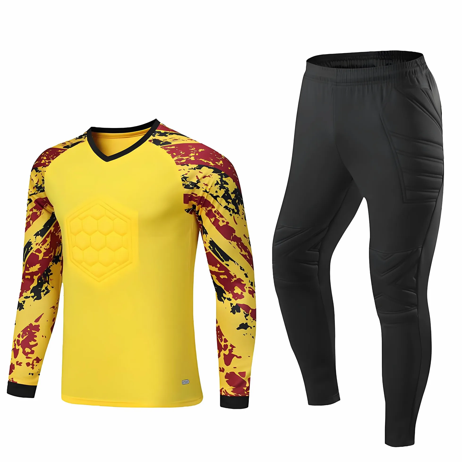 Maillot de portero acolchado para adultos y niños, transpirable, juego de portero de fútbol, pantalones cortos, entrenamiento de competición, balonmano, equipo de portero