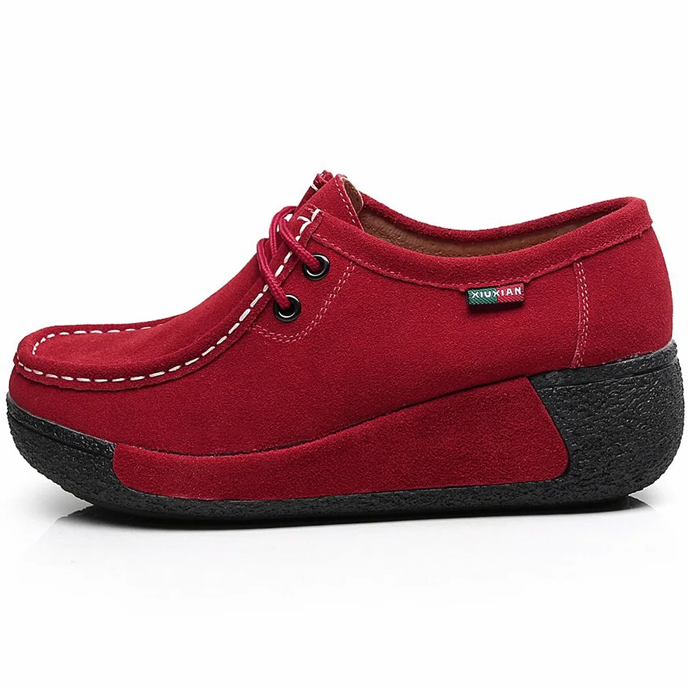 rismart Mujer Zapatos Formal Plataforma Oculto Tacón Cuña Gamuza Zapatillas De Moda