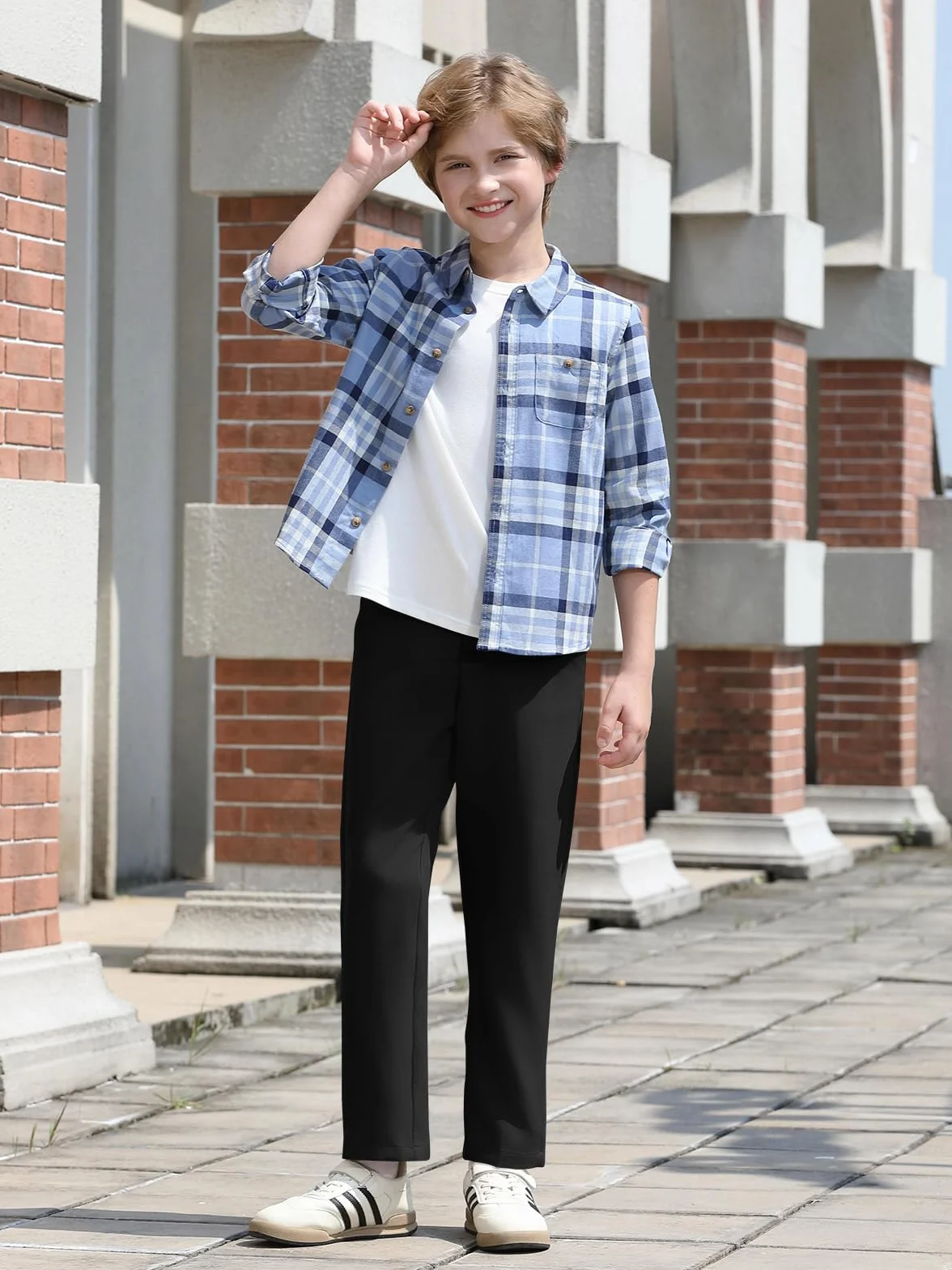 Pantalones de vestir para niños con cintura elástica y pierna recta