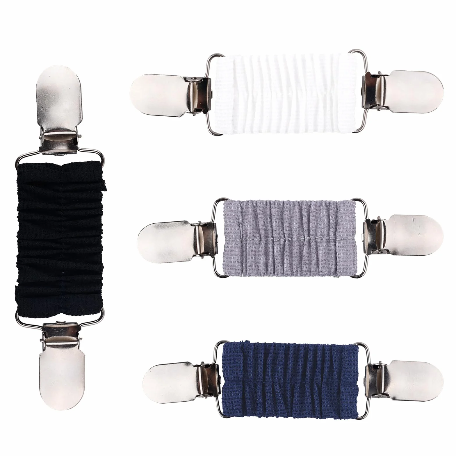 Mikovivi 4uds Pinzas para Vestido con Cincha Trasera, Cinturilla Elástica Ajustable de Poliéster con Clips para Mujer Que Ajusta la Ropa Vestidos y Suéteres Shawls (4 Colores)