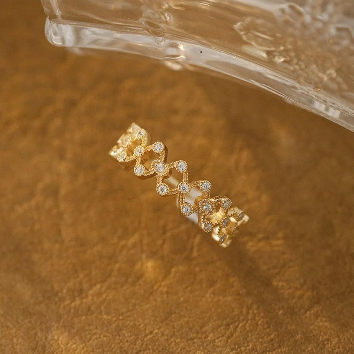 Anillo de boda de oro amarillo de 9 K/14 K/18 K con moissanita, anillo solitario hueco vintage