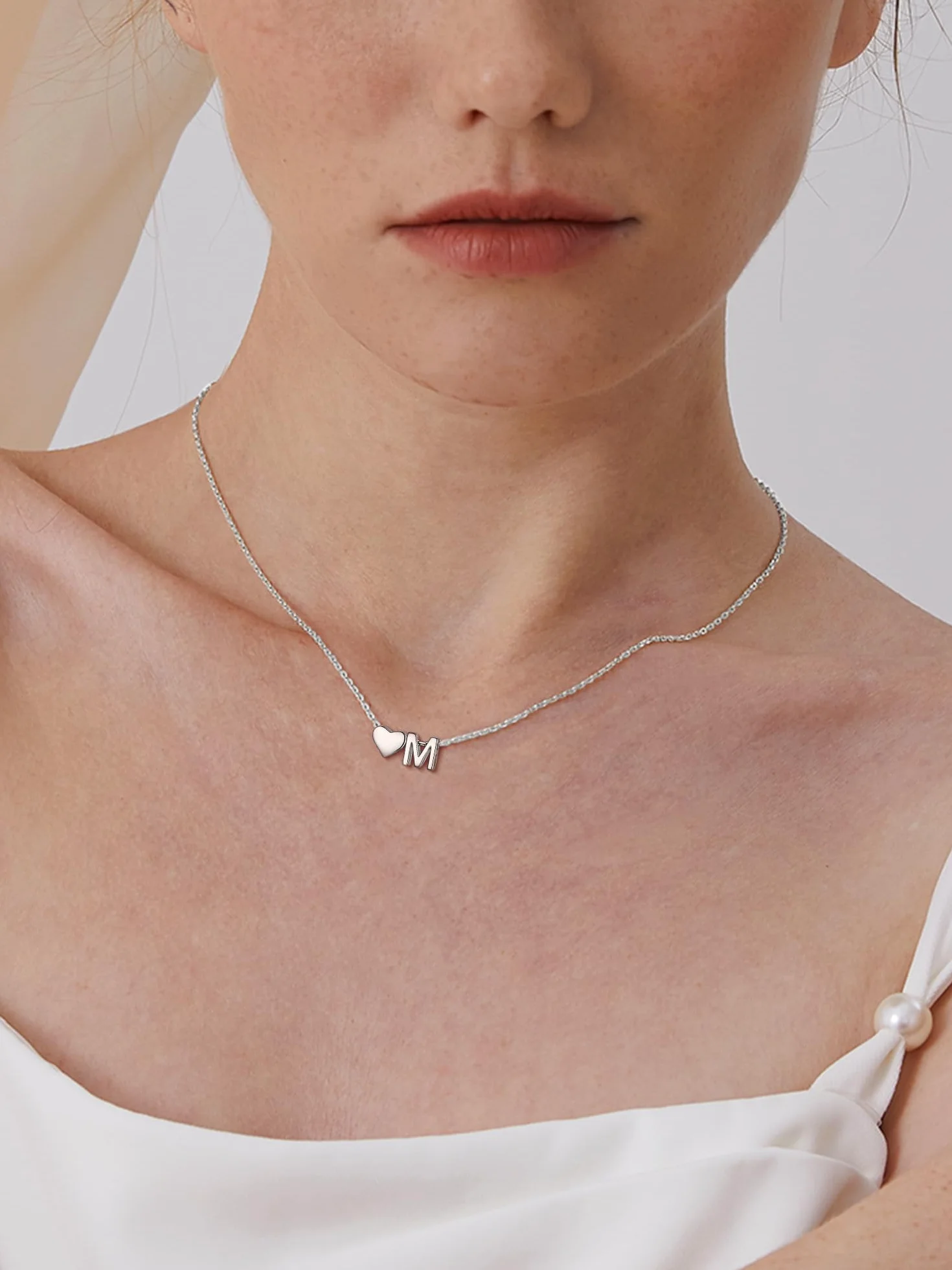 ChicSilver Collar Inicial Mujer Plata 925 Colgante Corazón Letras Nombre | Material Plata de Ley Joyería Deliciosa Romántica Madre Pareja