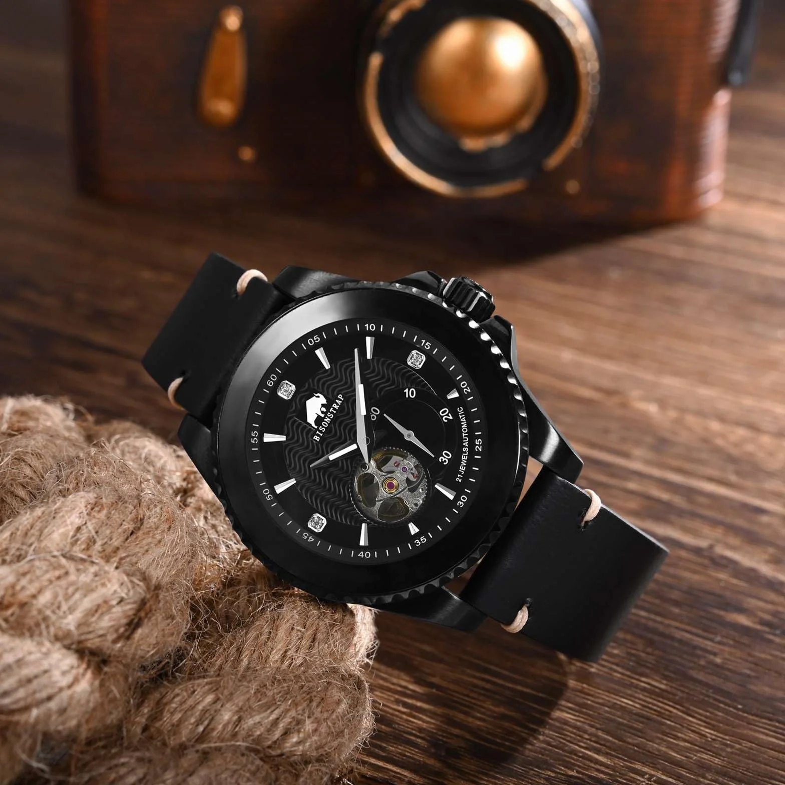 BISONSTRAP Correa de Reloj de Cuero Antiguo, Correas de Repuesto para Hombres, Liberación Rápida, Ancho de Correa 18mm 20mm 22mm
