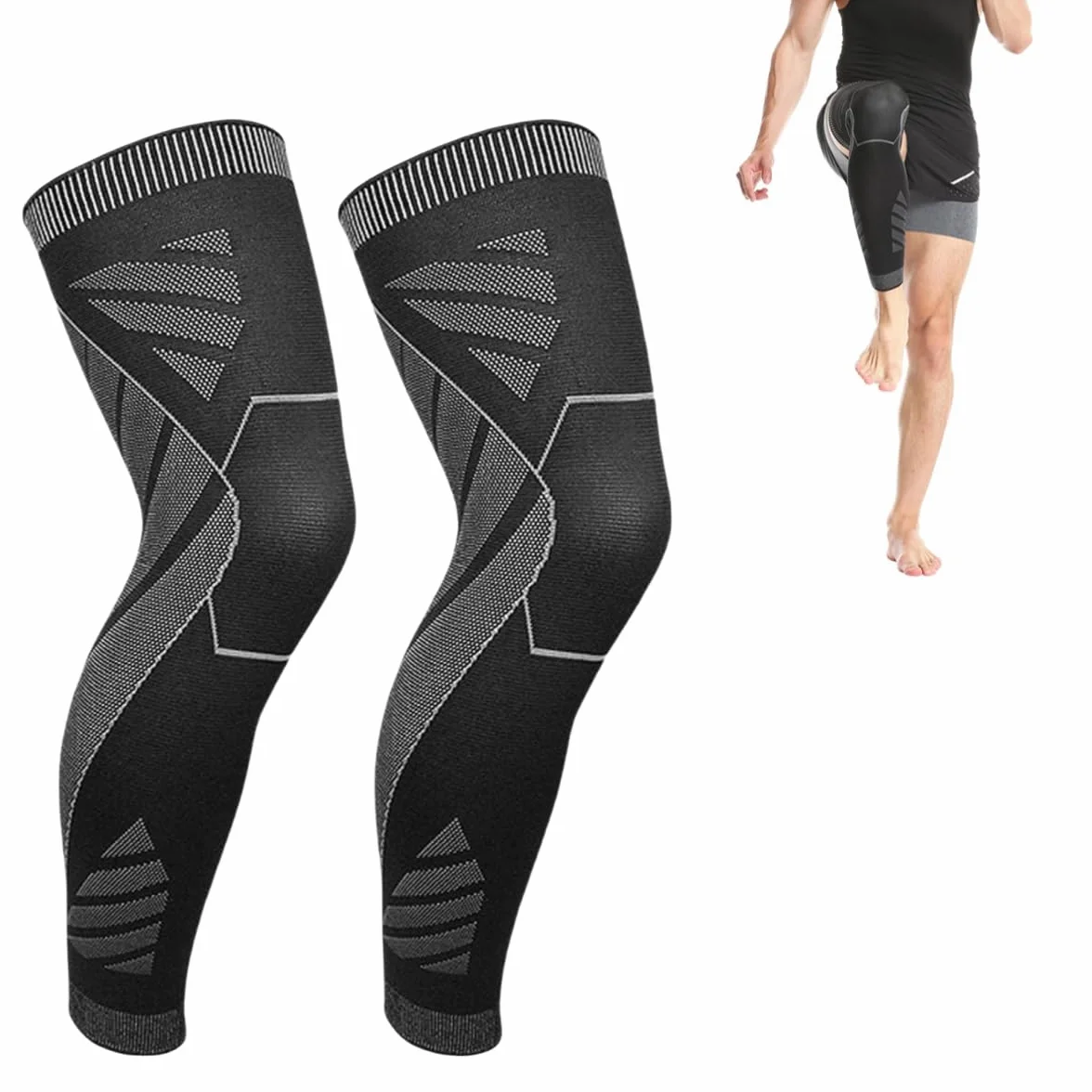 Flytex Mangas de compresión para pierna completa, mangas de compresión para rodilla y pierna, mangas de rodilla para alivio del dolor, mangas de compresión para rodilla y pierna deportivas