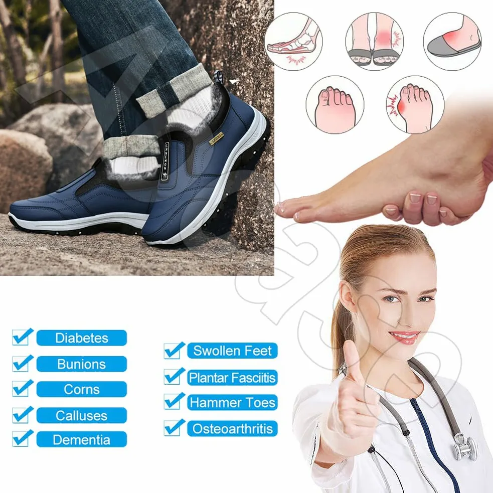 Zapatillas Hombre Invierno Cálidas Impermeable Cuero PU Deportivas Casual sin Cordones Zapatos para Correr Ligero Calzado Sneakers Comodos Calzado Ligero,Marrón,44/270mm
