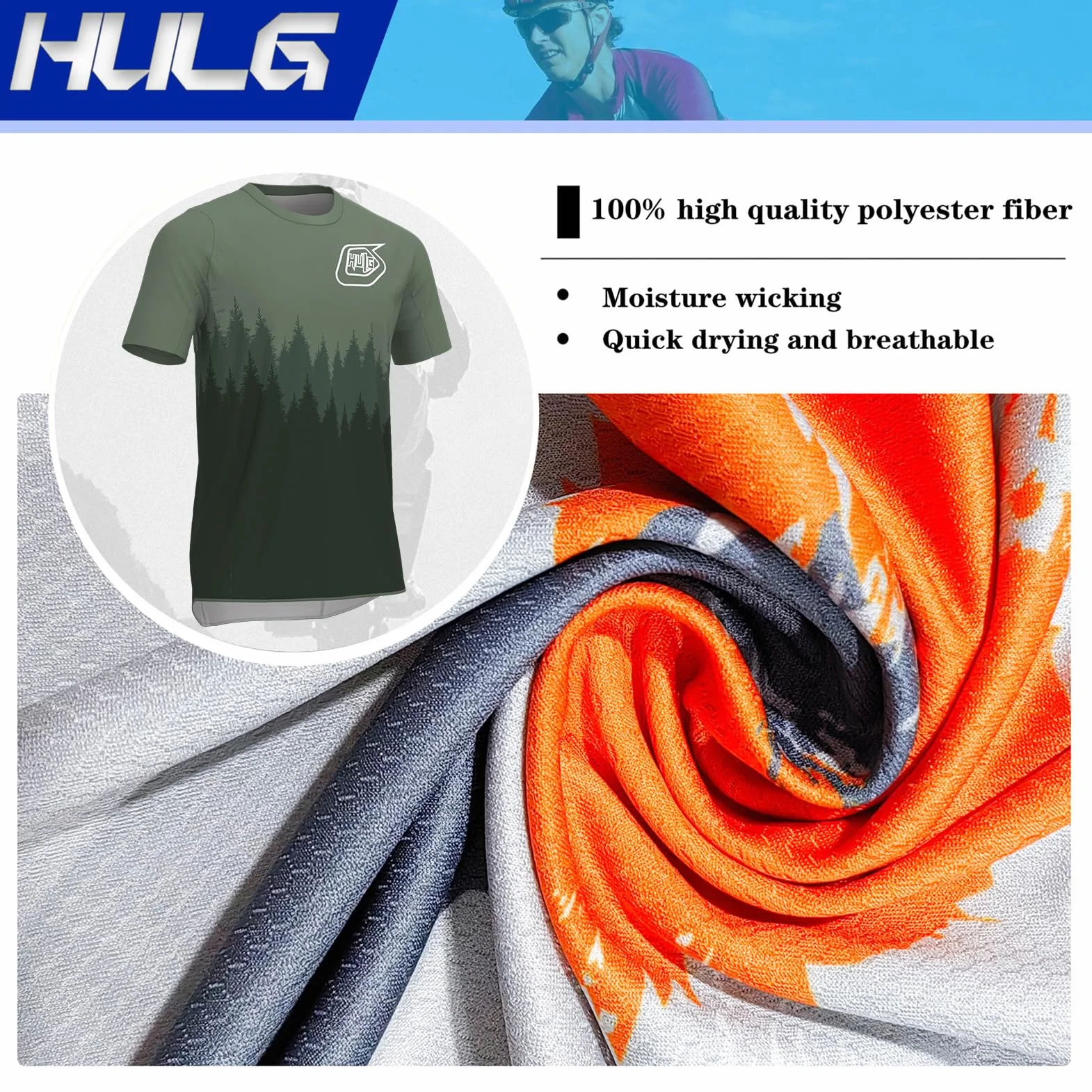 Camiseta MTB Manga Corta para Hombre, Ropa de Ciclismo de Montaña Textura Suave