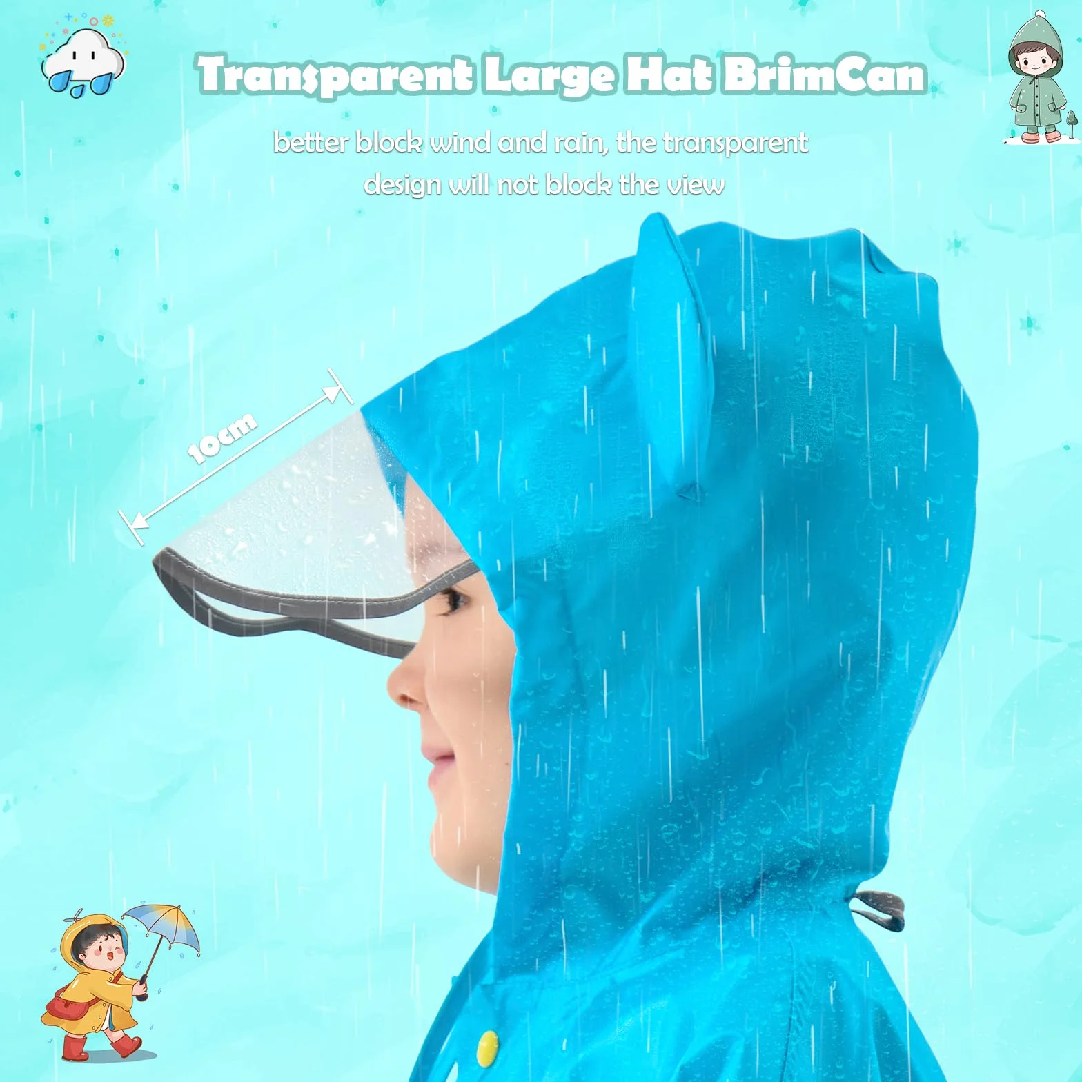 Chubasquero Niños Poncho Impermeable Capa de Lluvia Plegable Portátil con Bolsa Poncho Infantil Lluvia Chubasquero Impermeable y Transpirable