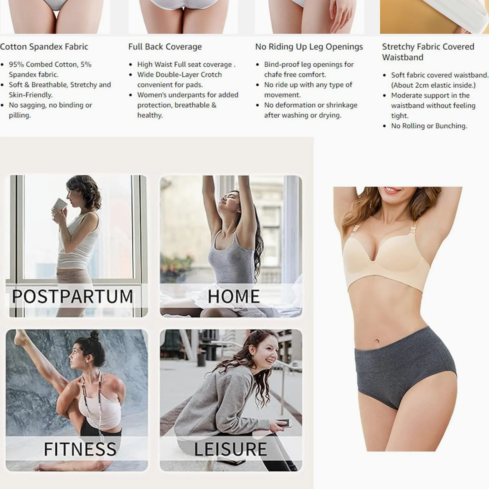 Bragas Mujer Algodon Ropa Interior Mujer 5 Pack Braga Bikini Menstrual | Braguitas sin Costuras Mujer Cuecas Mulher Altas Panties Invisible Cotton Underwear Women Tanga Verano