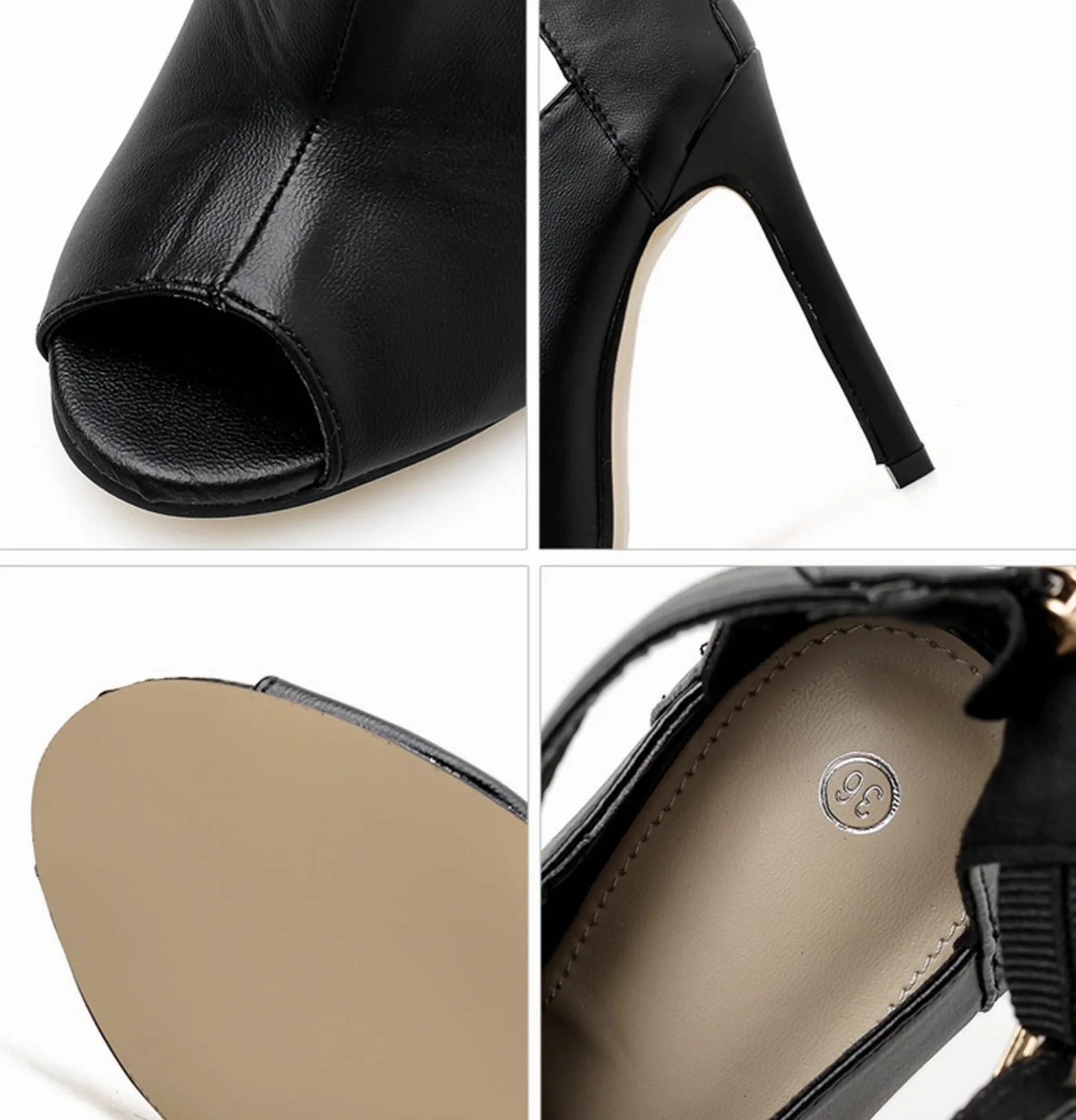 Genérico Sandalias De Tacón Alto con Puntera Abierta para Mujer, Suela De Goma Antideslizante, Correa Ajustable En El Tobillo, Diseño Elete De Punta Abierta (Black 42 EU)