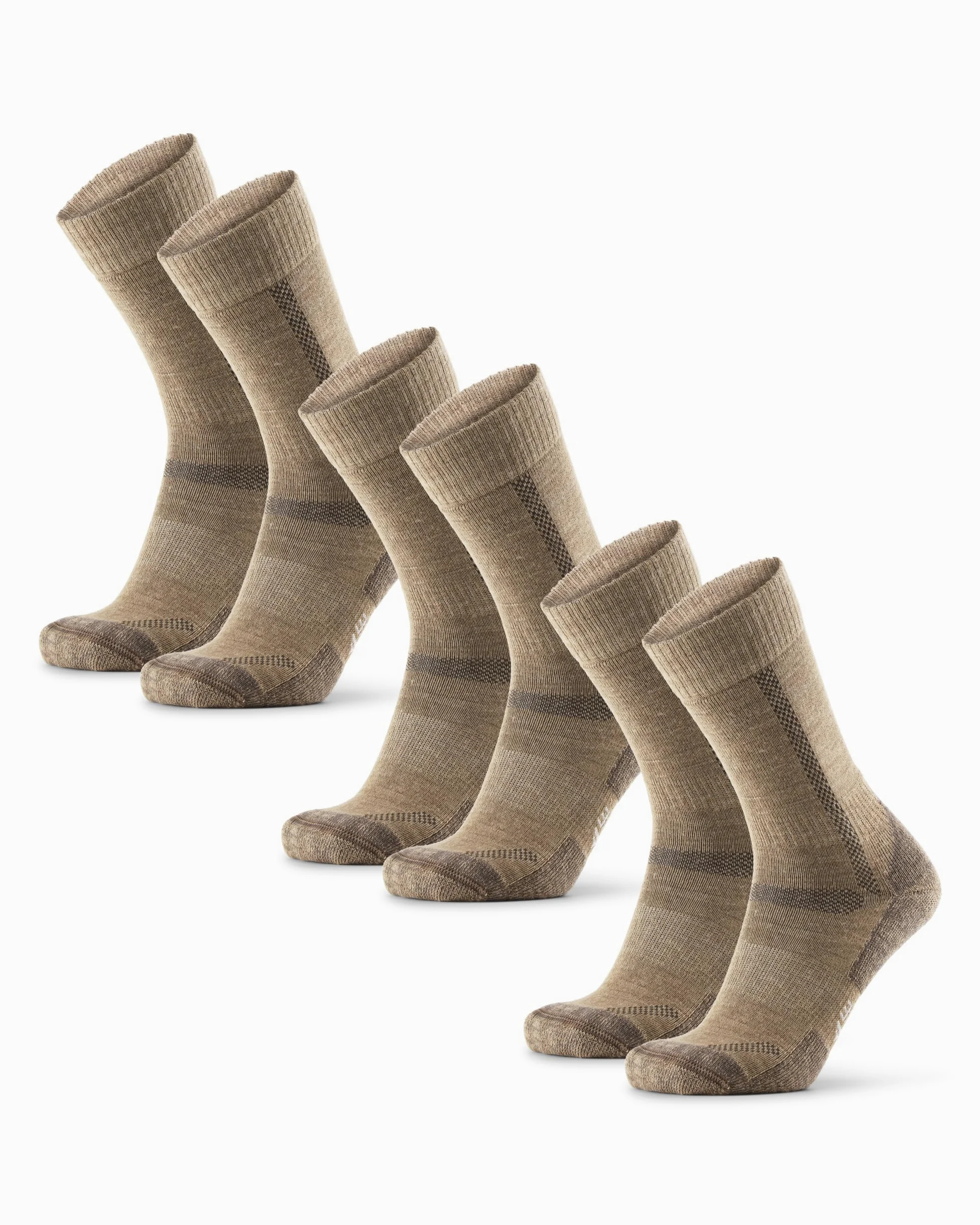 DANISH ENDURANCE Calcetines Senderismo Lana, 3 y 5 Pack Beige 39-42 | Calcetines de Senderismo de Lana Merino, Cálidos y Acolchados Contra Ampollas, para Trekking y Largas Jornadas, Unisex