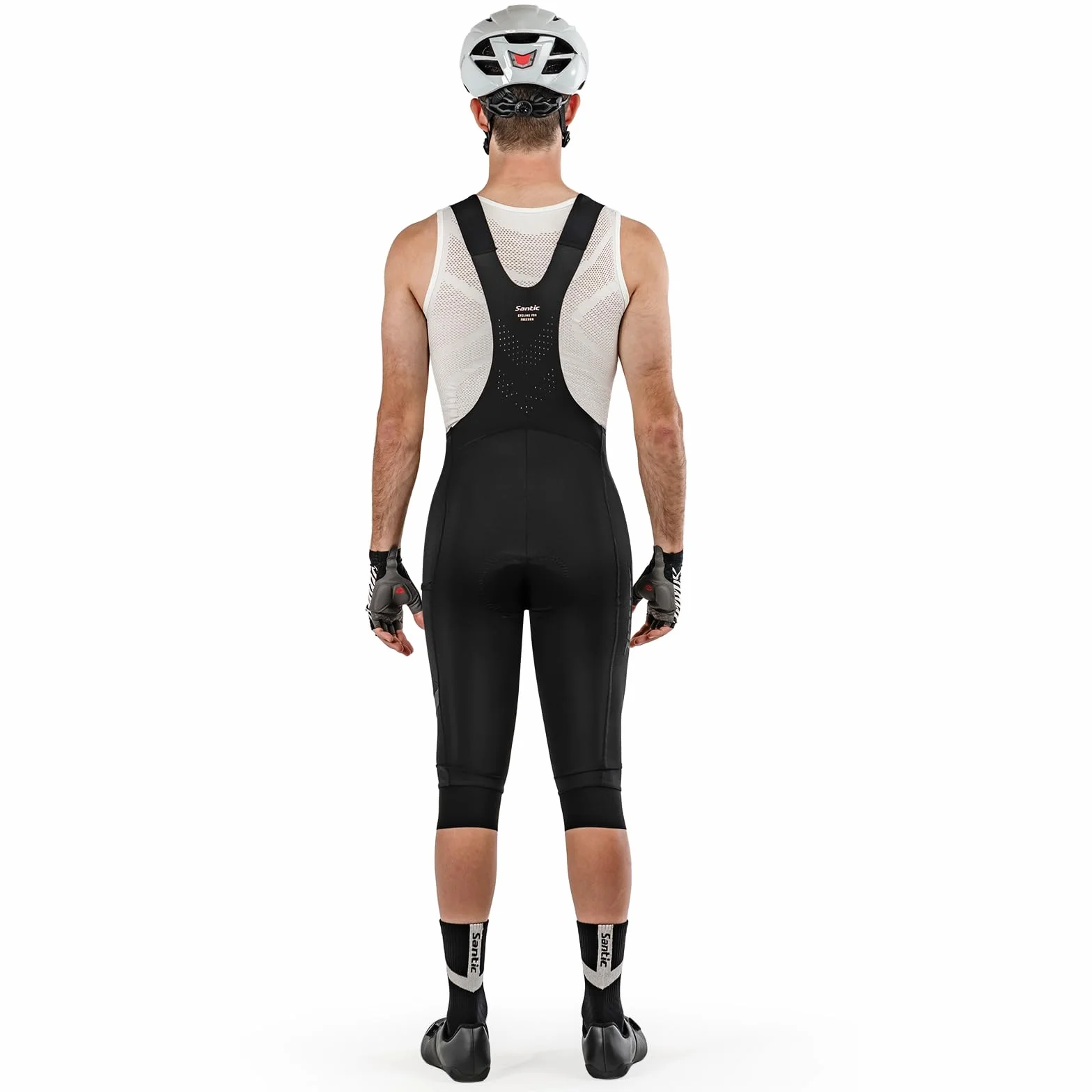 Santic Pantalones de ciclismo para hombre 3/4 de alta elasticidad Bib Shorts