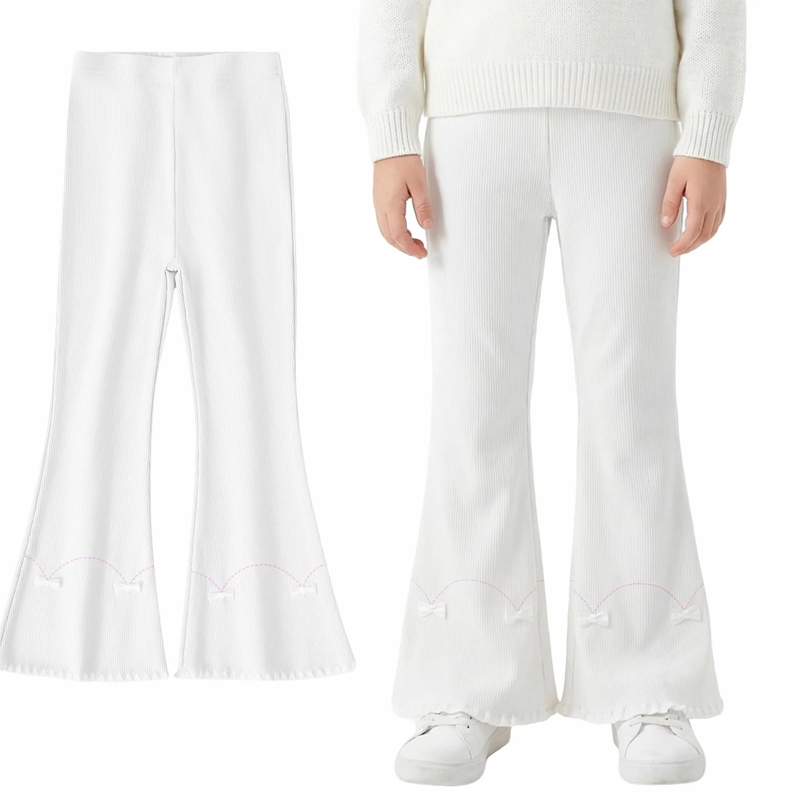 Leggings Acampanados para Niñas Algodón Bootcut Elásticos Pantalones Acampanados Largos Campana Pantalón Cintura Alta Mallas Yoga Ocio Correr Primavera Otoño para Infantiles 3-11 años