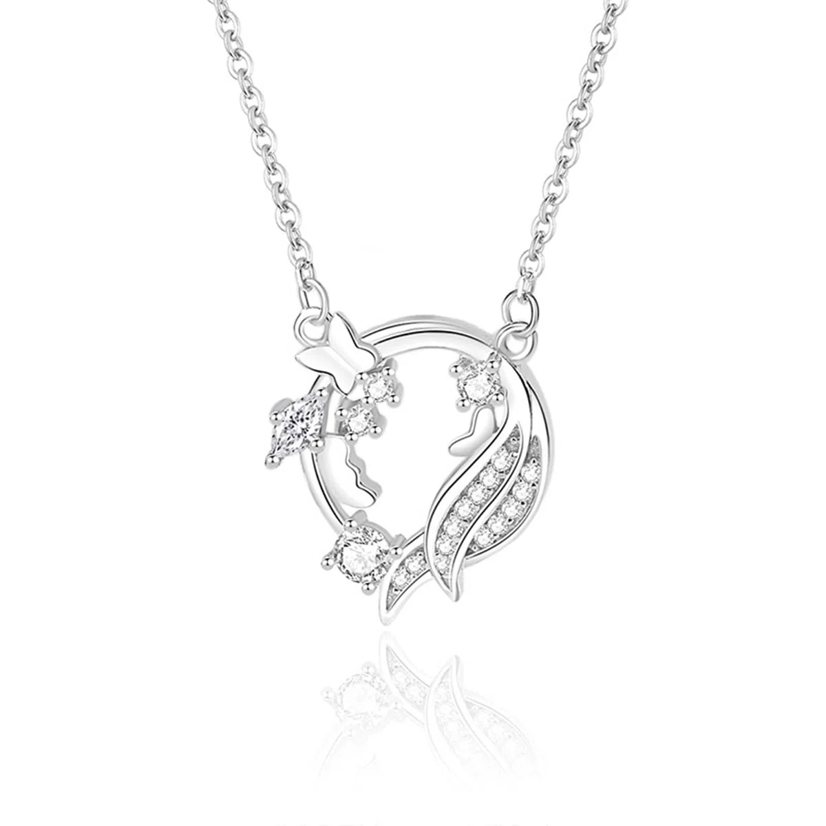 Collar de mariposa dorado con moissanita para mujer, collar de oro simple con colgante de mariposa de ala para cumpleaños