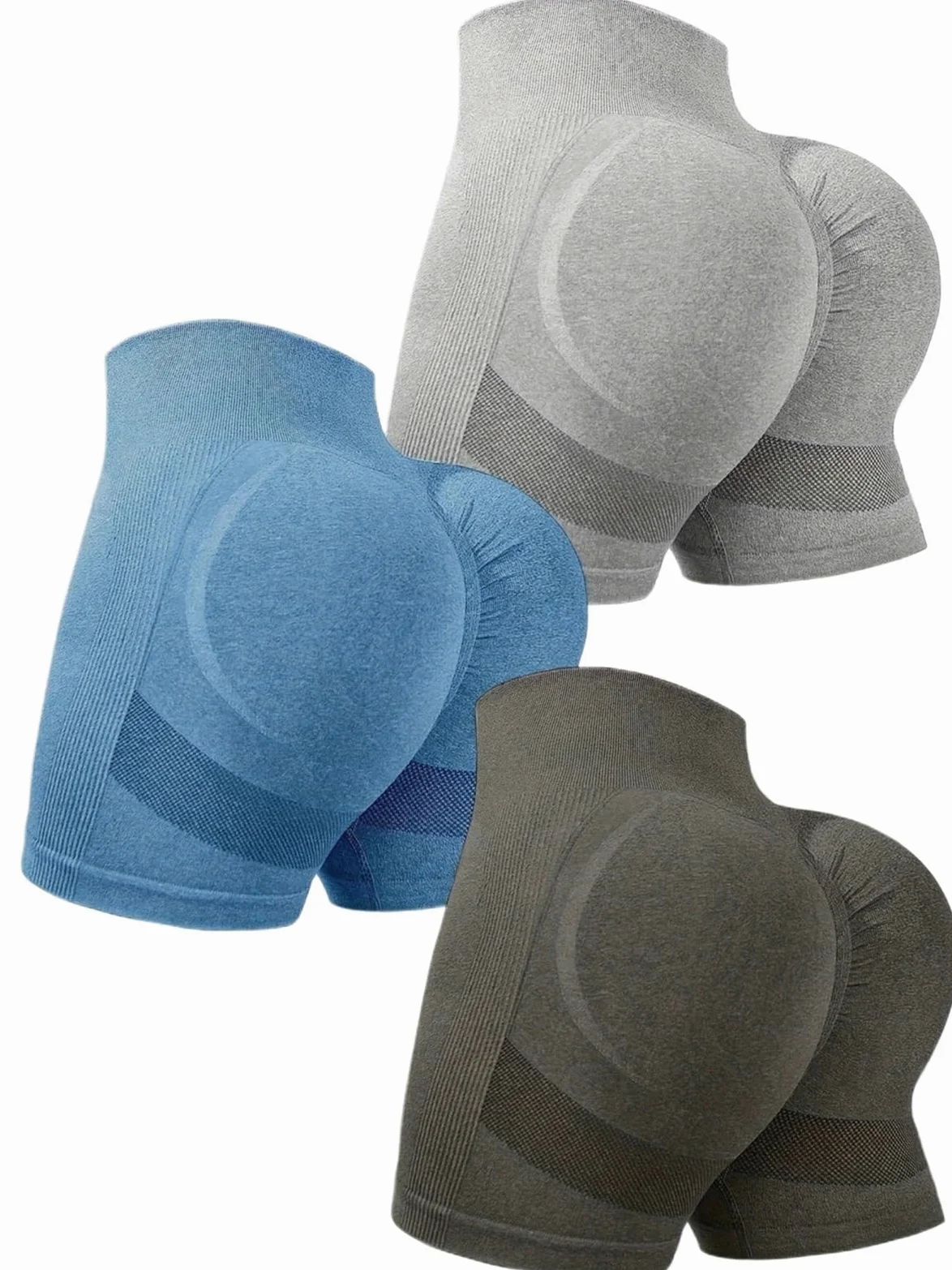 Mallas Cortas Mujer Push Up Conjunto de 3 Piezas Ropa Yoga for Mujer | Pantalones cortos deportivos casuales de color sólido con cintura alta y caderas altas(Mixed Color 1,M)