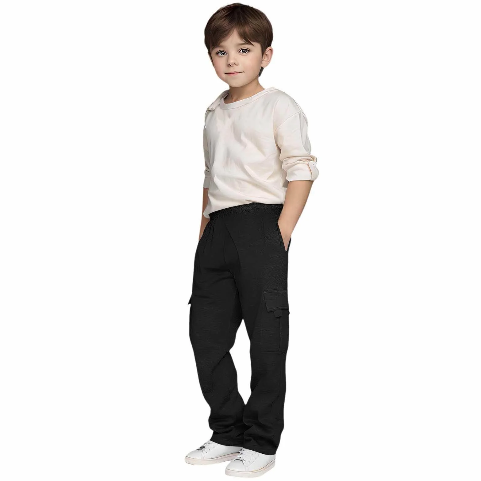 Pantalones deportivos largos para hombre con cordón negro
