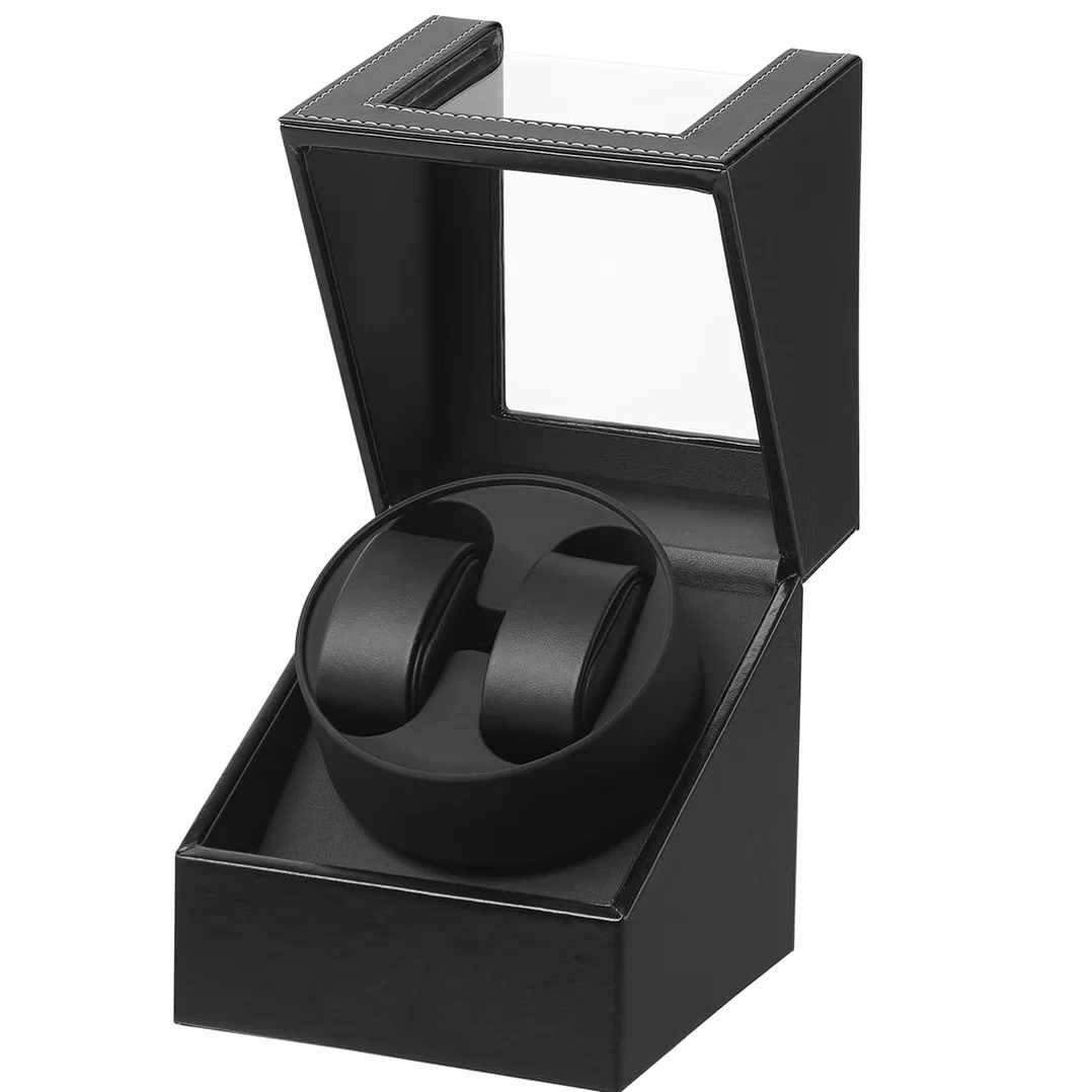 Caja de enrollador de reloj automático de cuero PU con motor silencioso