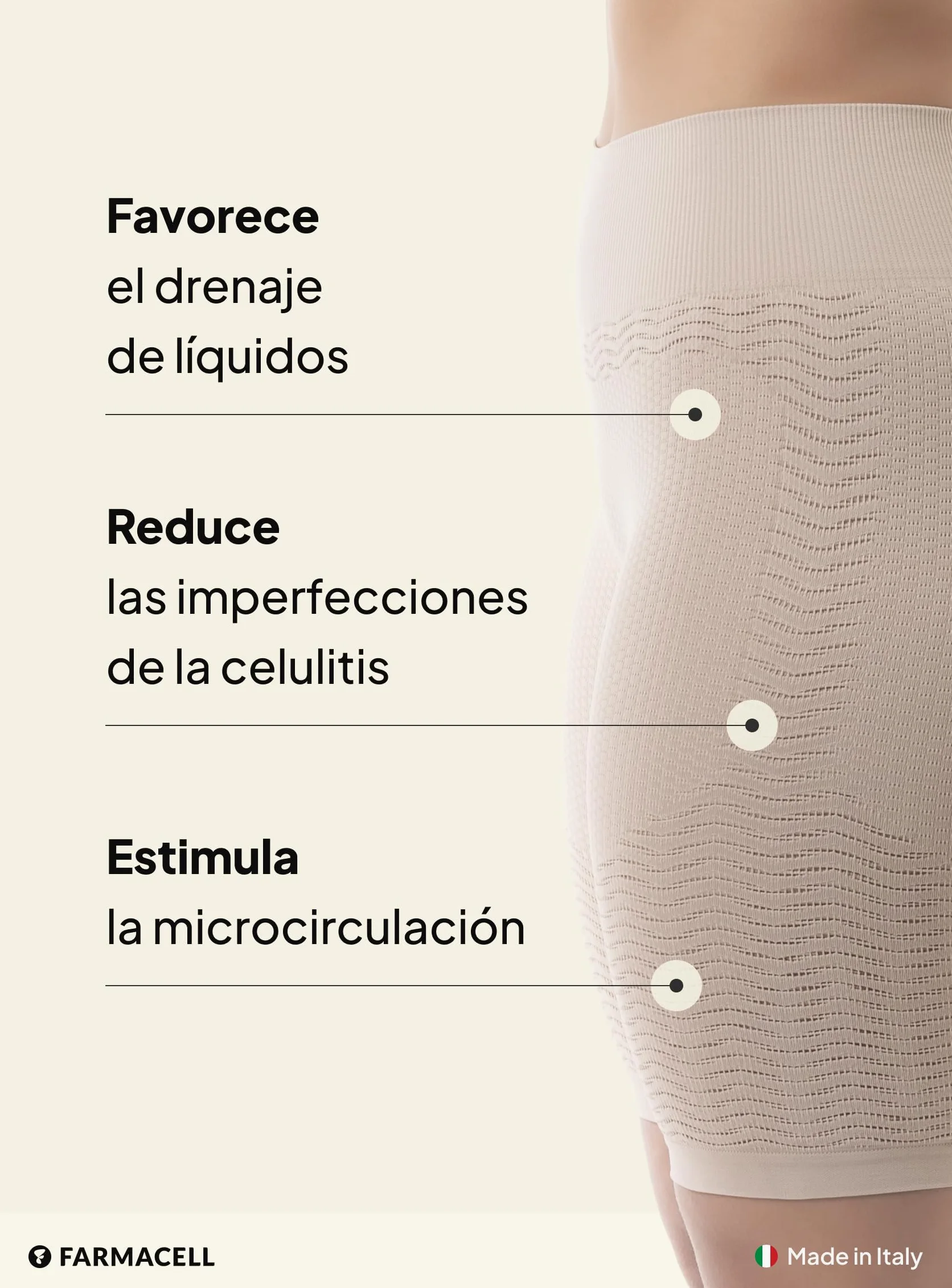 Farmacell Faja Pantalón Mujer Anticelulitis Masaje y Efecto FIR, Made in Italy, 1103