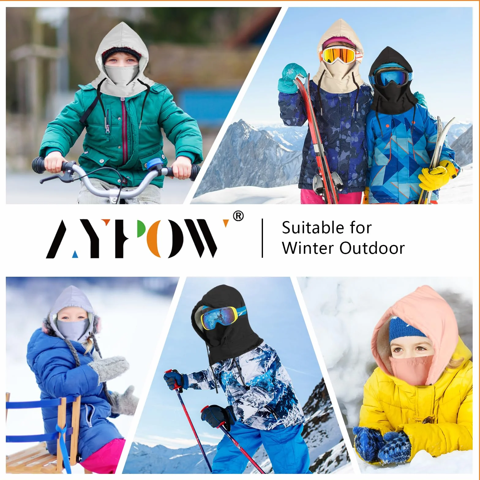 Pasamontañas Térmico Impermeable para Niños con Máscara de Esquí Ciclismo, Forro Polar