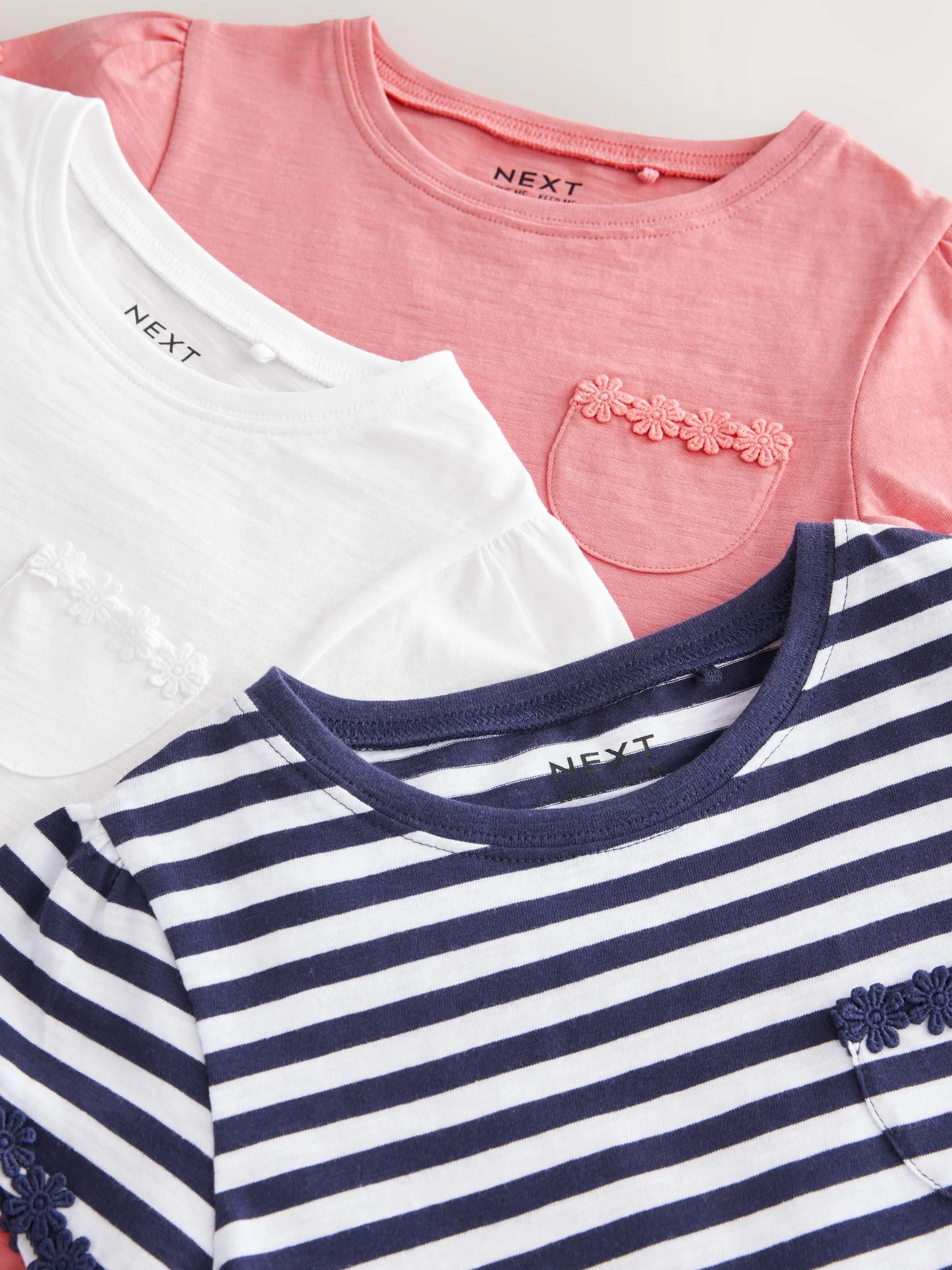 NEXT Niñas Pack de 3 Camisetas con Ribete de Margaritas