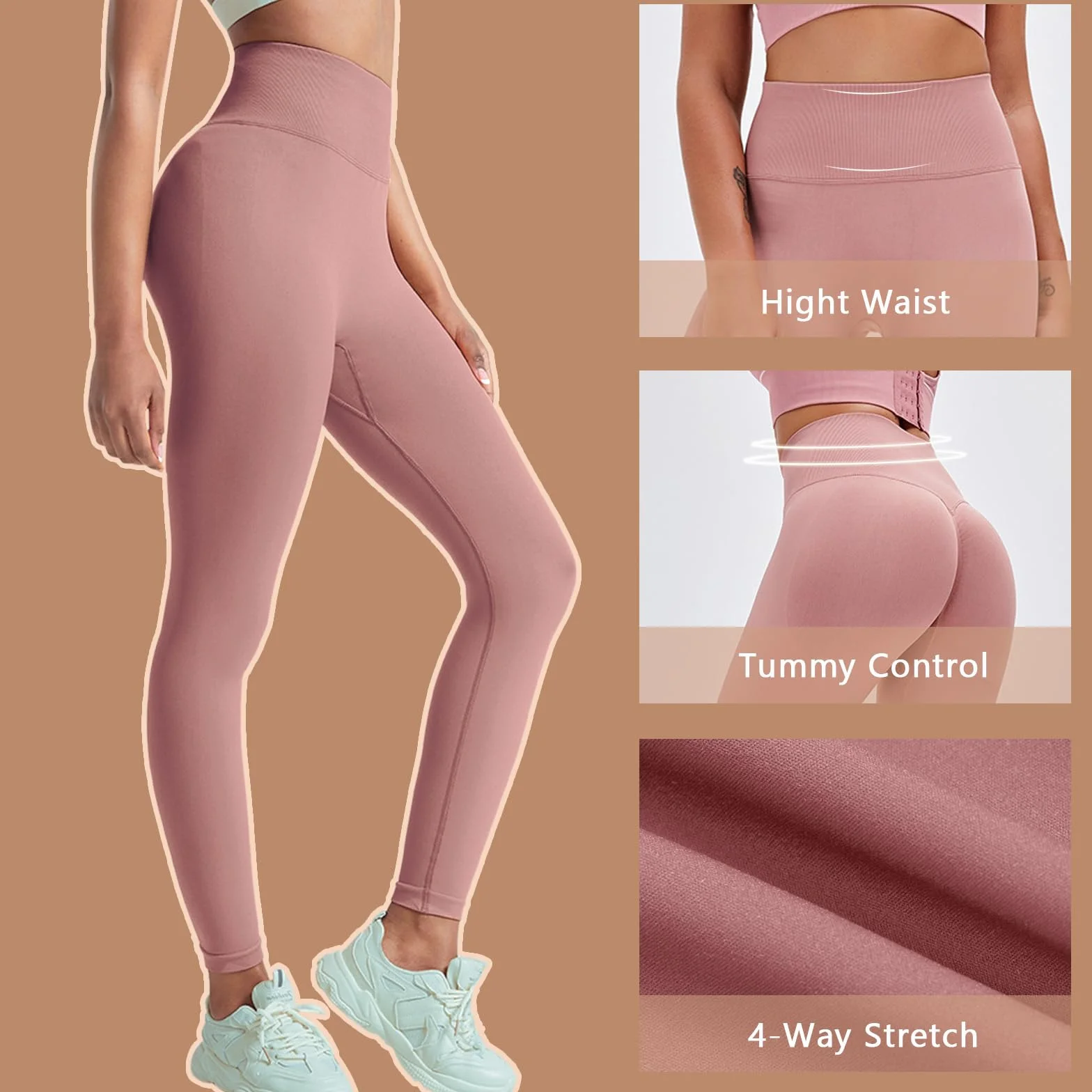 Leggings Deportivos Mujer Push Up Pantalones Cintura Alta Leggings Scrunch Butt Mallas Anticeluliticos Sin Costuras Opaco Pantalones Gym Yoga Fitness Jogging
