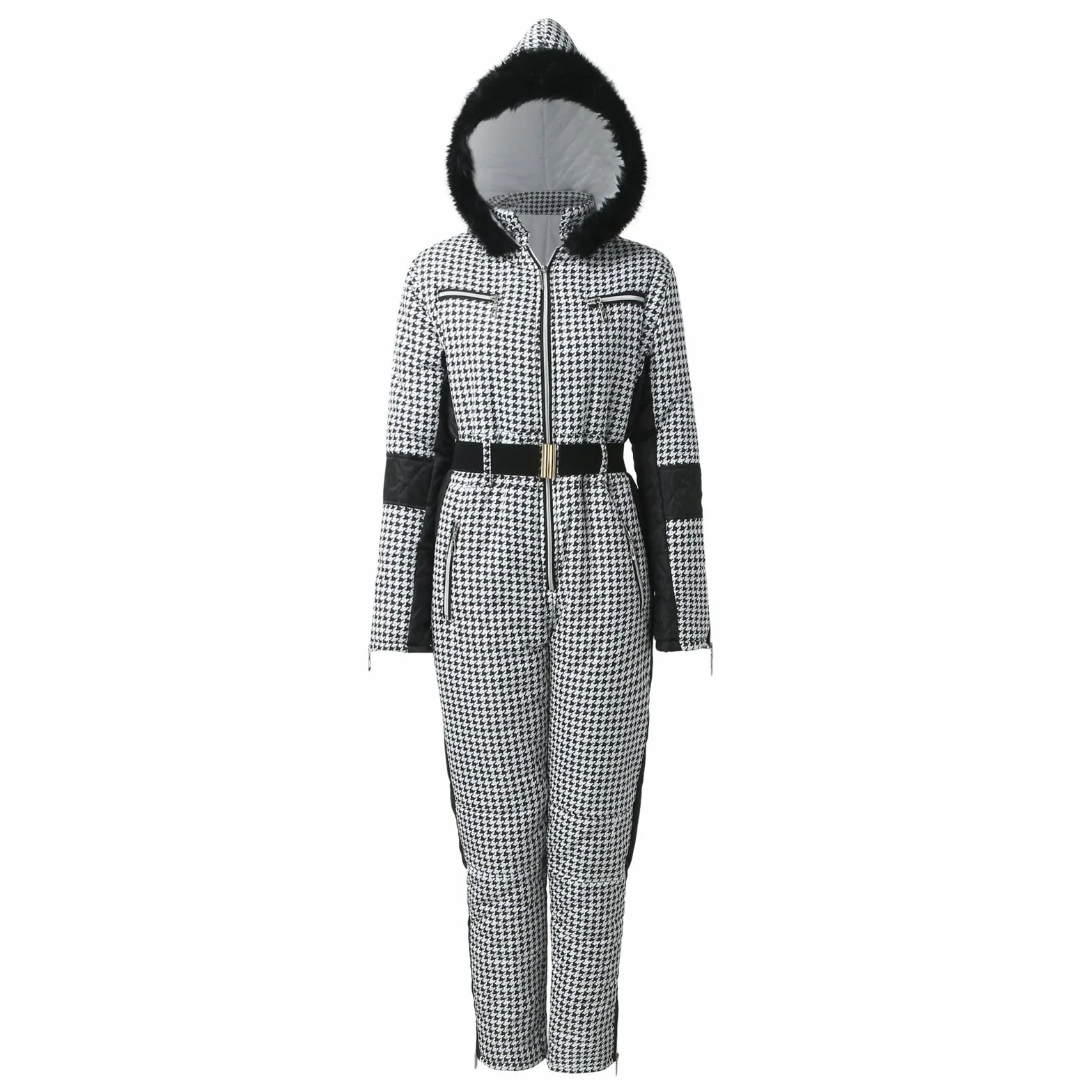 Traje de nieve impermeable mujer cuello lana sintética extraíble esquí invierno