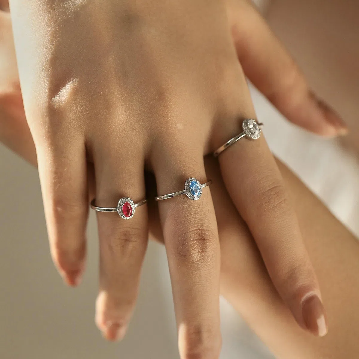 Anillo de mujer 375 585 750 oro blanco topacio, anillos de compromiso ovalados con topacio, alianzas de boda, sin níquel, talla 50 (15,9) - 62 (19,7)