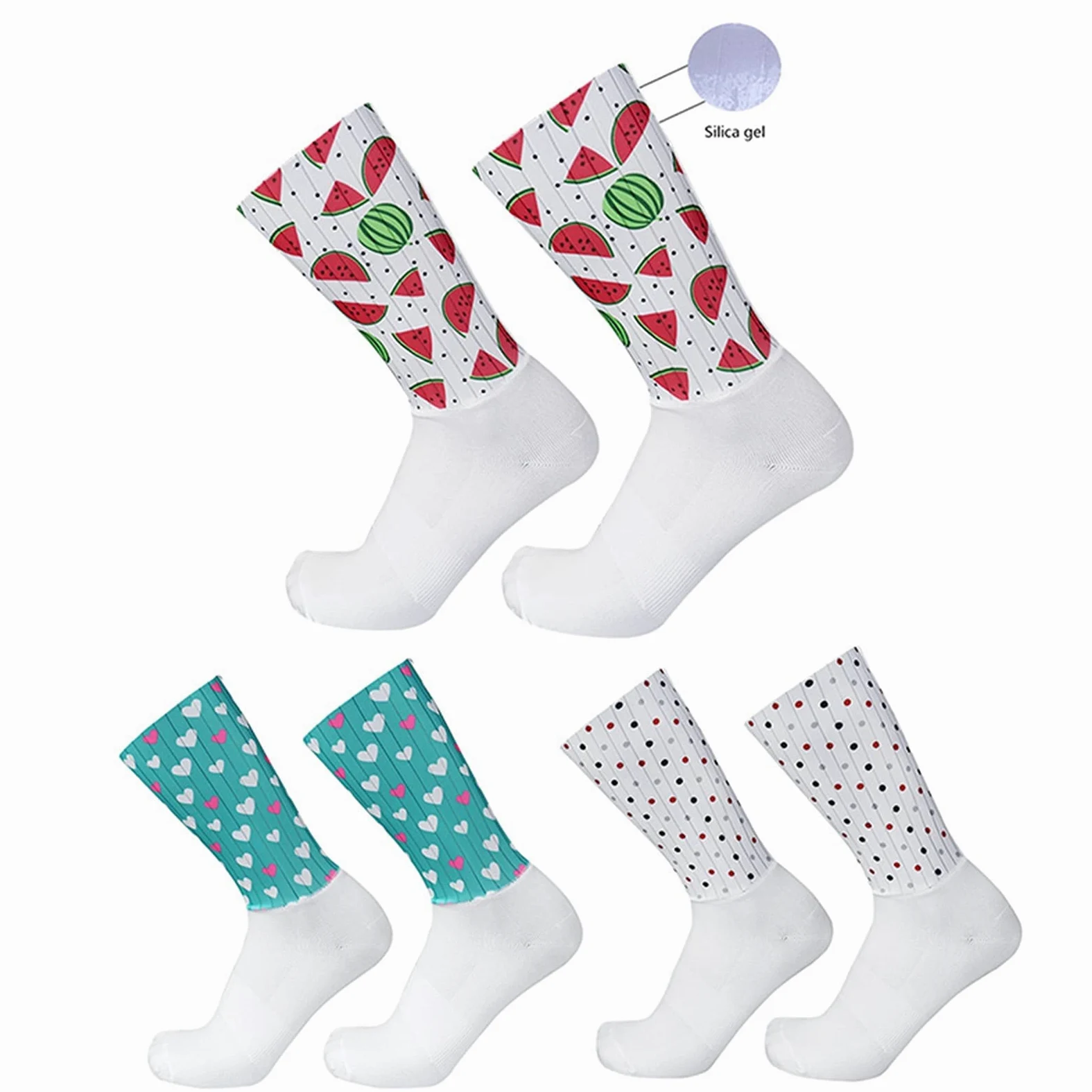 Calcetines de Ciclismo Antideslizante Silicone Pro Competición Aero Sports Bike Cocks Summer Cool Hombres Mujeres Baloncesto Calcetines (Color : Love, Size : One Size)