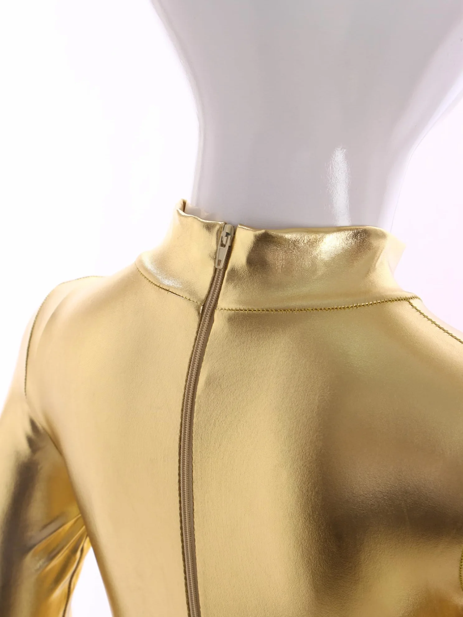 JEATHA Maillot Brillante De Danza Para Niñas Mono Elástico De Gimnasia Rítmica Maillot Manga Larga Con Cremallera Mono De Discoteca Hippie