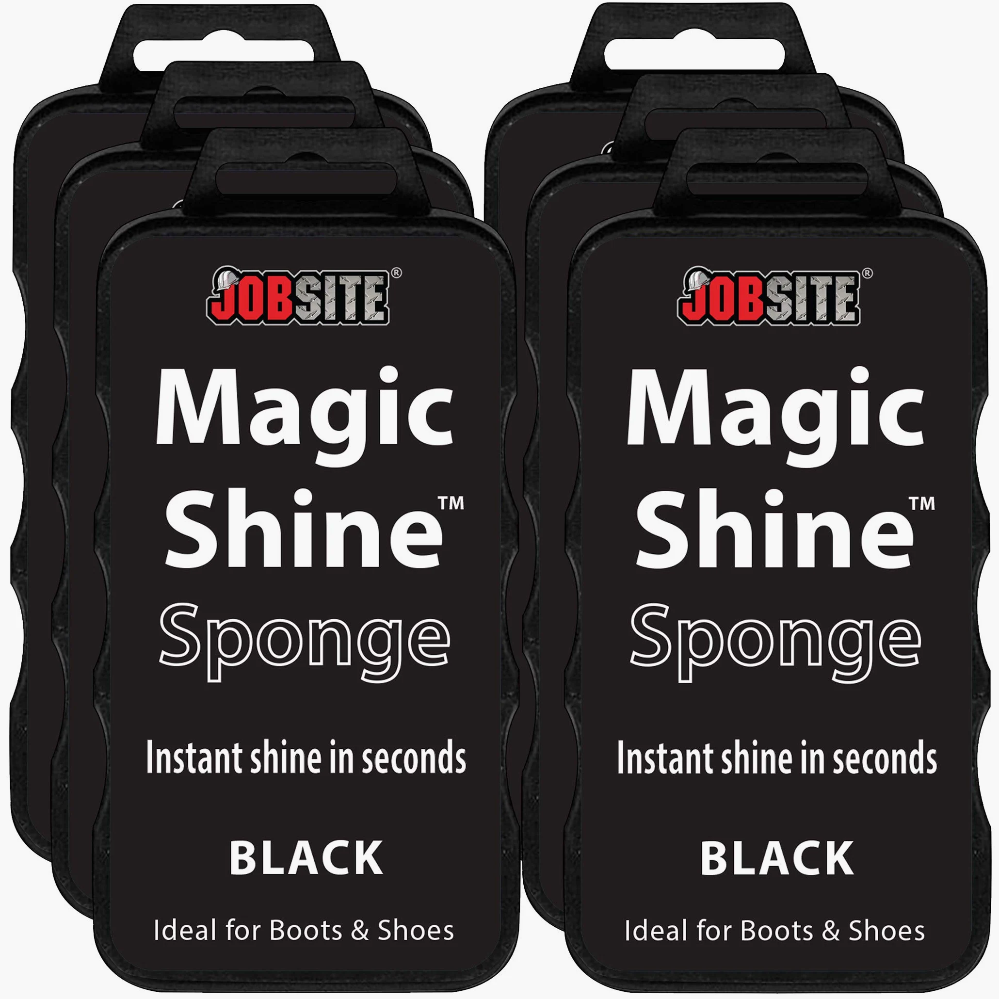 Jobsite Instant Express Leather Boot & Shoe Shine Sponge - Black - 6 Pack