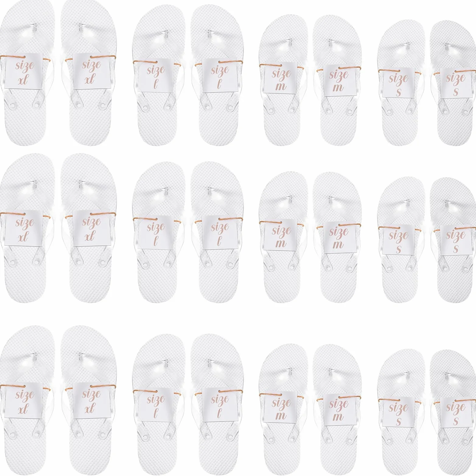 Hestya 24 Pares Chanclas para Invitados Sandalias de Boda Pantuflas Blancas para Recepción Playa Piscina Fiesta, 4 Tamaños