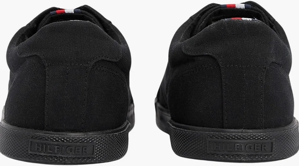 Tommy Hilfiger Zapatillas para Hombre Sneaker con Suela Vulcanizada, Negro (Black/Black), 44