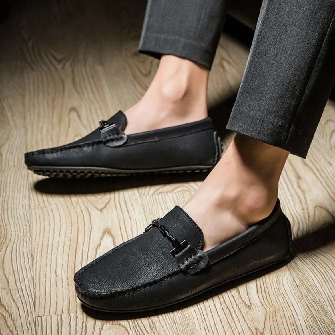 Mocasines para Hombre de Cuero Moda Slip-on Shoes Driver Shoes Casual Flat Shoes 38-49 EU